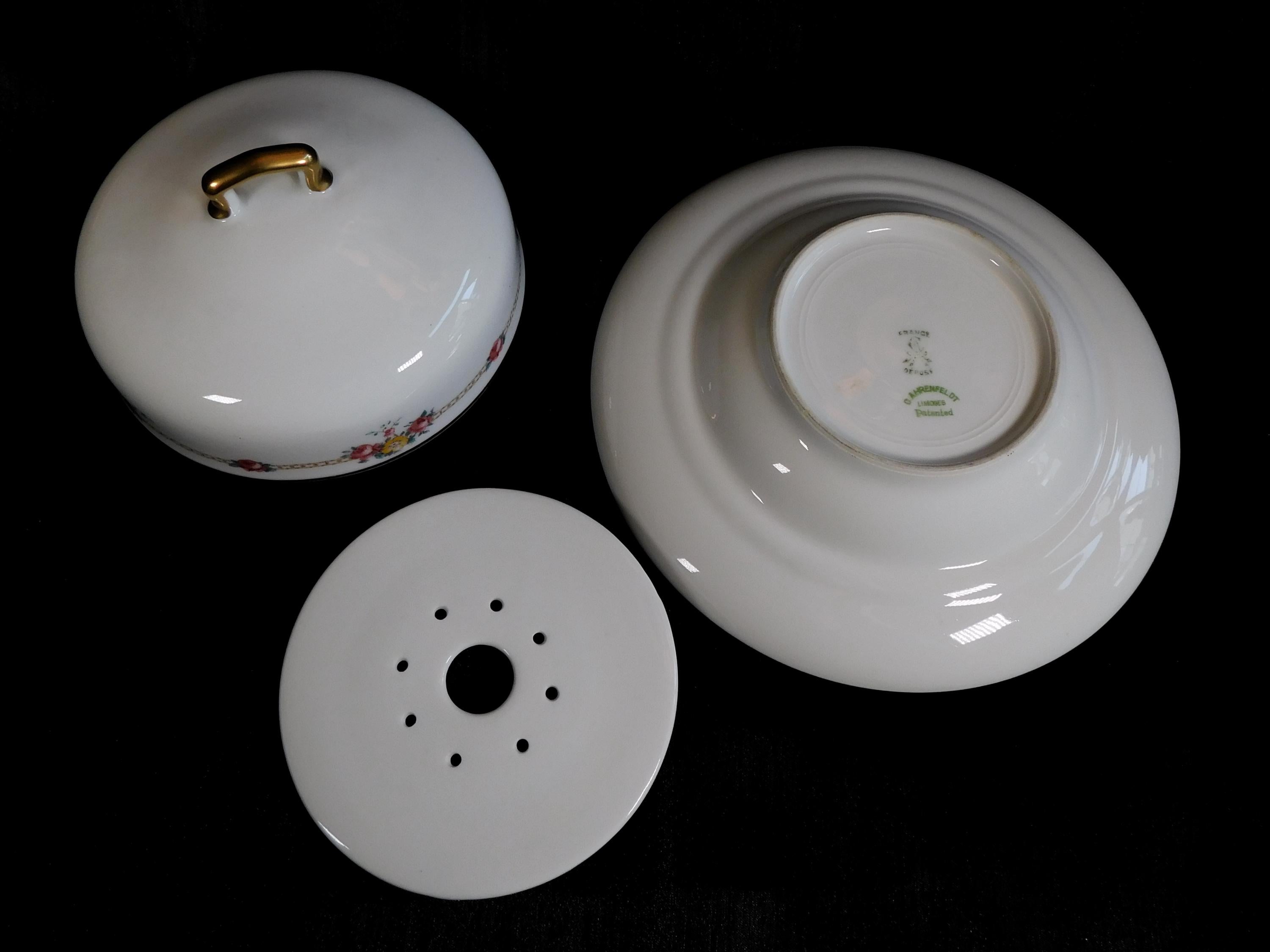 Charles Ahrenfeldt Limoges Porcelain Covered Cheese Dish