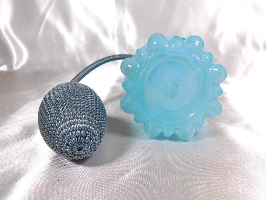 Baby Blue Glass Perfume Atomizer with Clear Dots # 23078