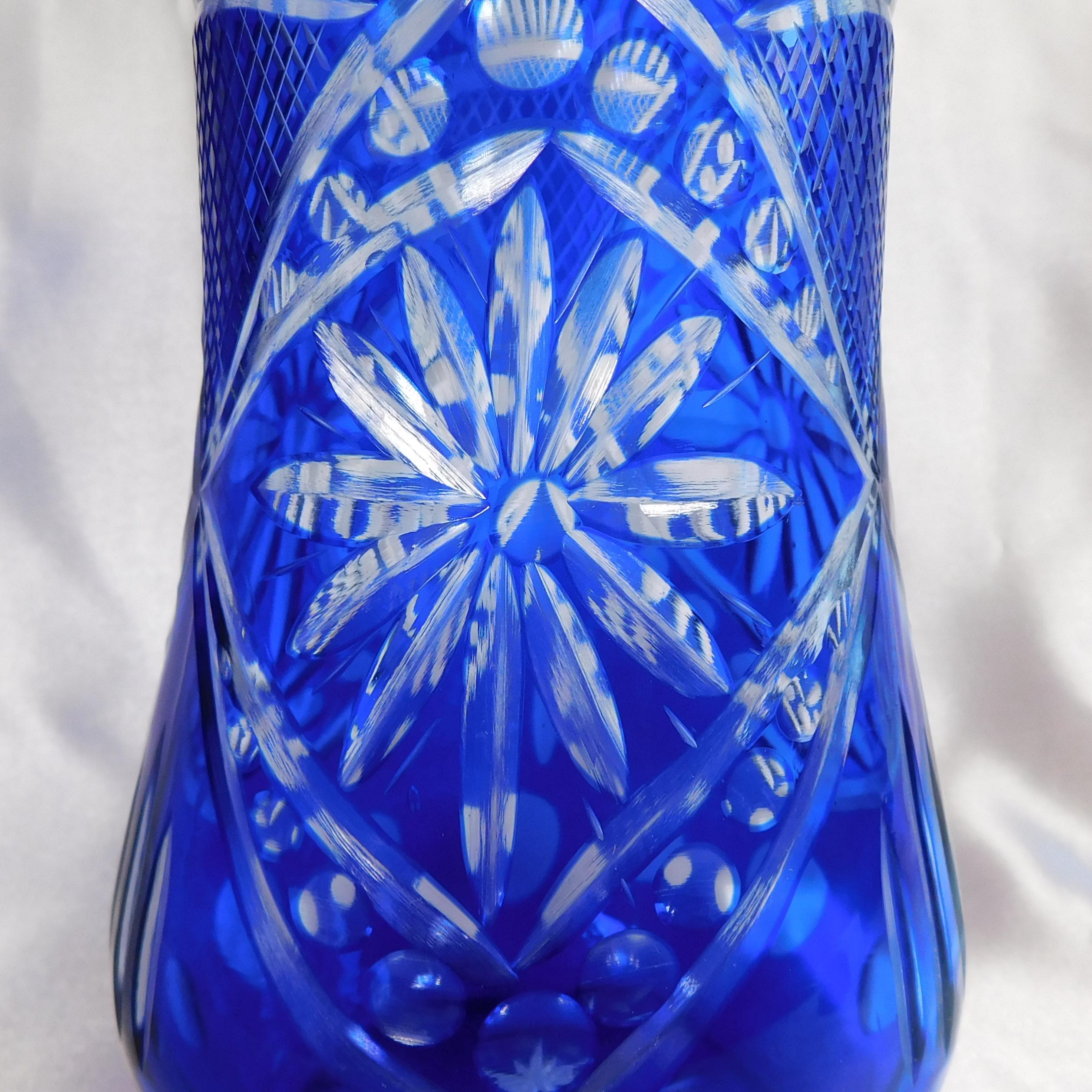 Blue Cut to Clear Vase # 22201