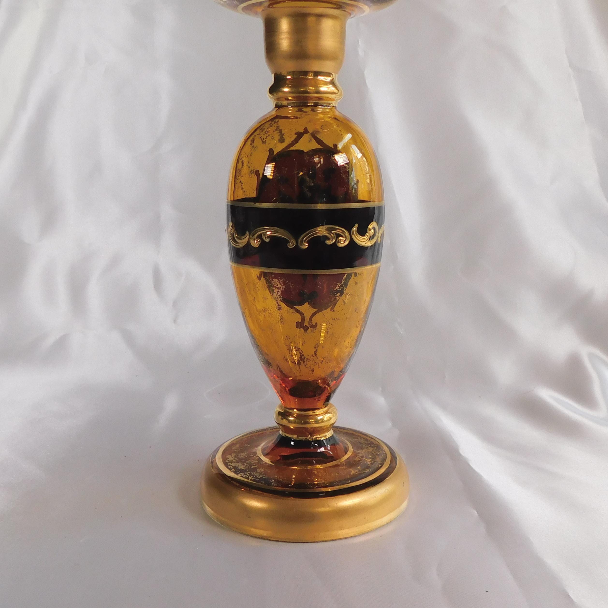 Brown Glass Vase with Dimensional Flowers Design # 22231