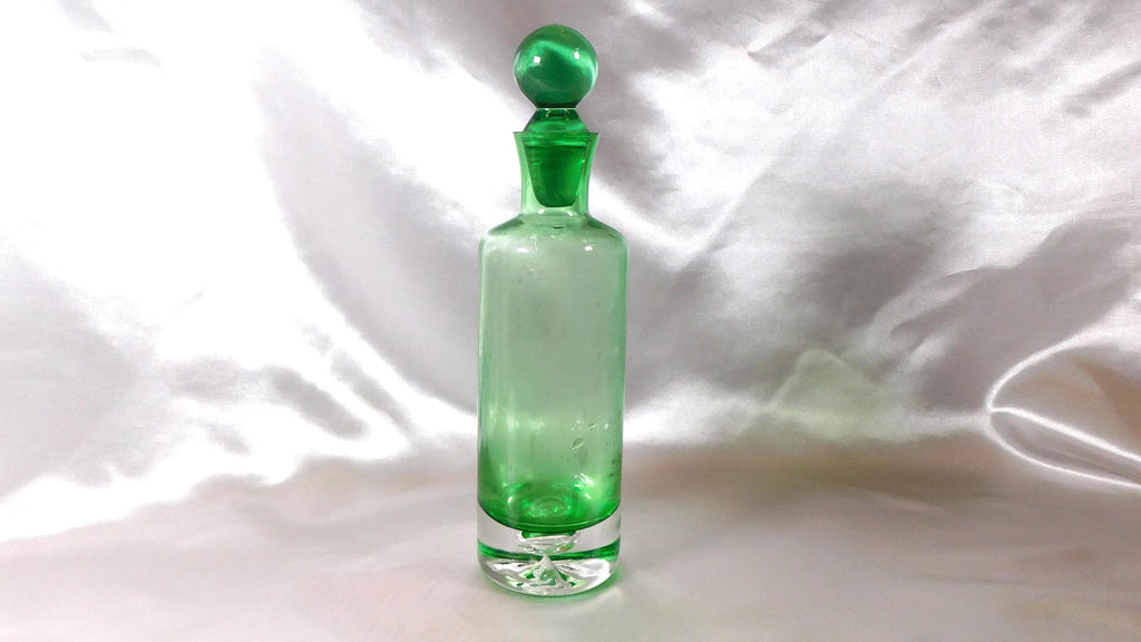 Bright Green Slender Decanter with Bubble in Base # 25251