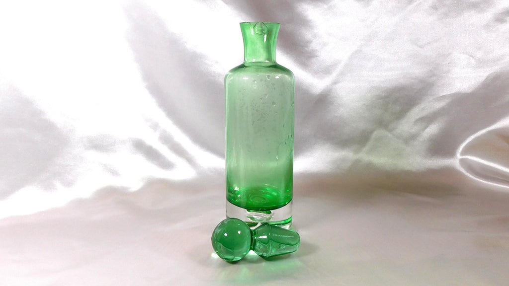 Bright Green Slender Decanter with Bubble in Base # 25251