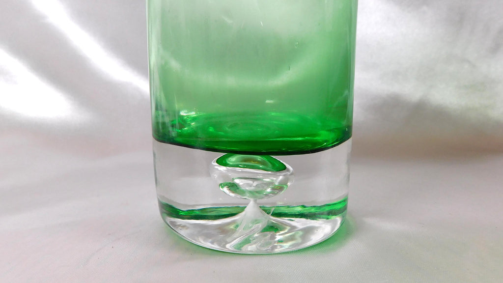 Bright Green Slender Decanter with Bubble in Base # 25251