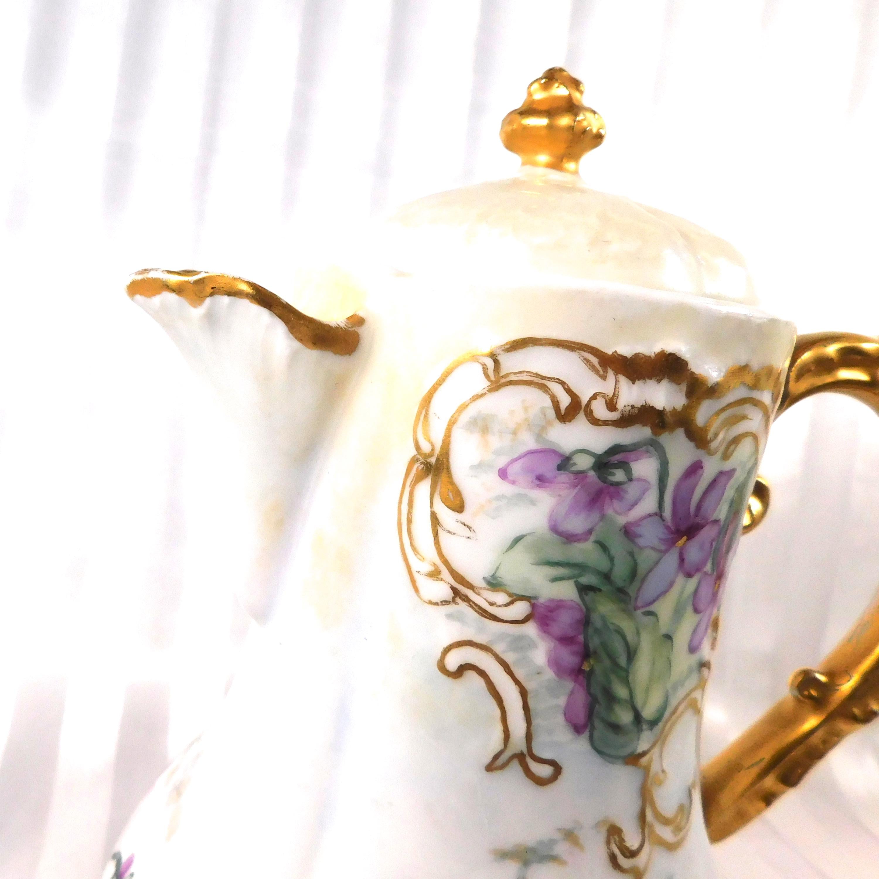 Charles Ahrenfeldt 1897 Chocolate Pot with Violets # 26136