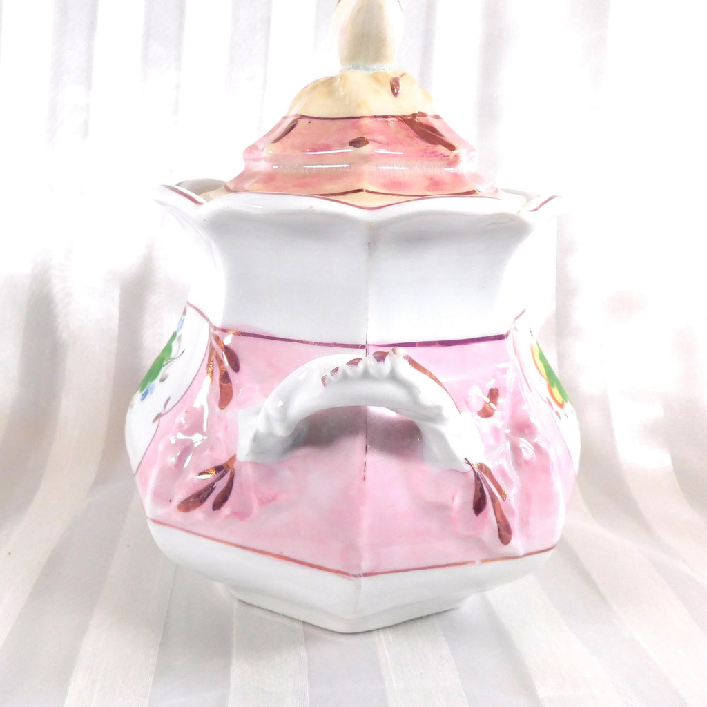 Bridgewood and Sons Pink and White Floral Covered Biscuit Jar # 26085