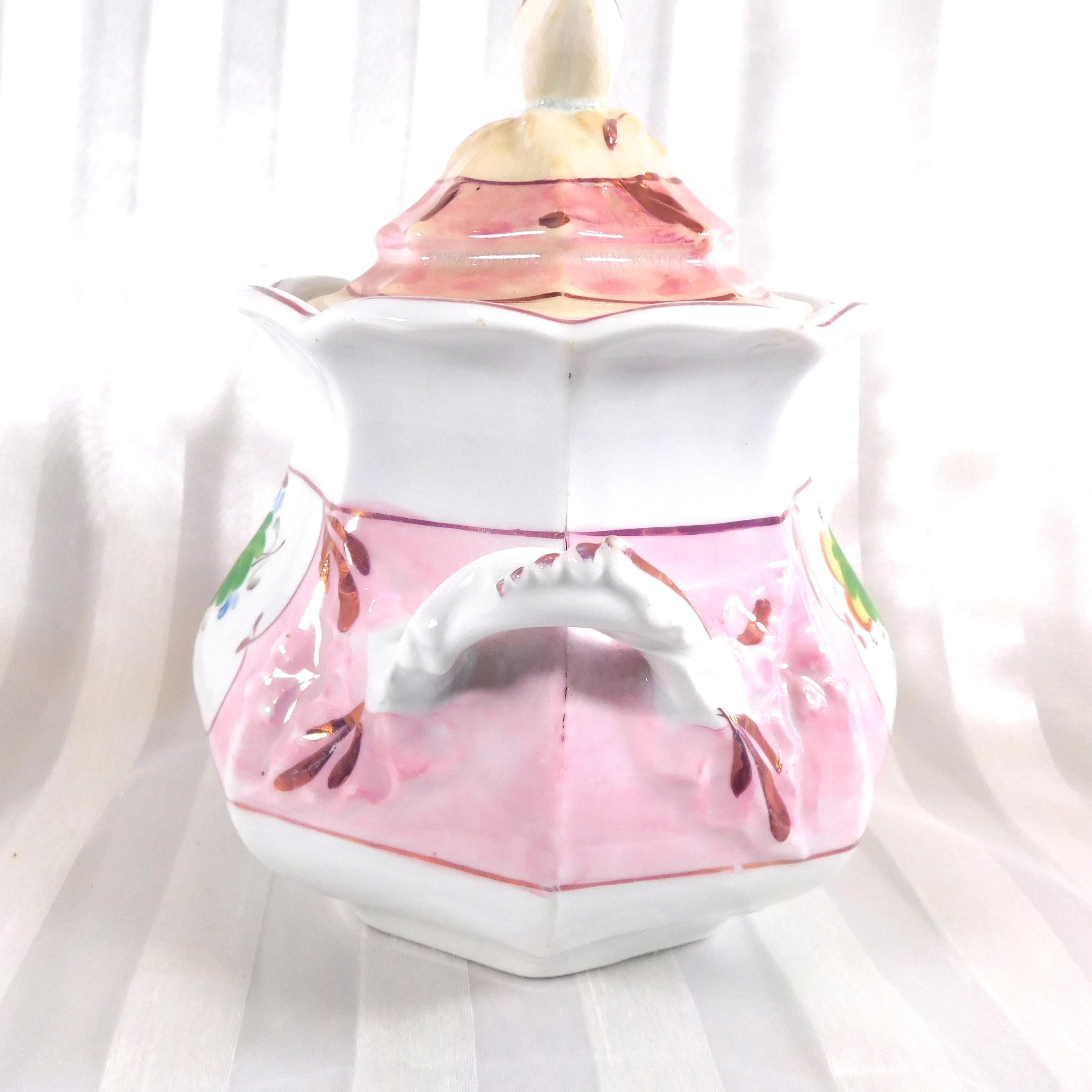 Bridgewood and Sons Pink and White Floral Covered Biscuit Jar # 26085