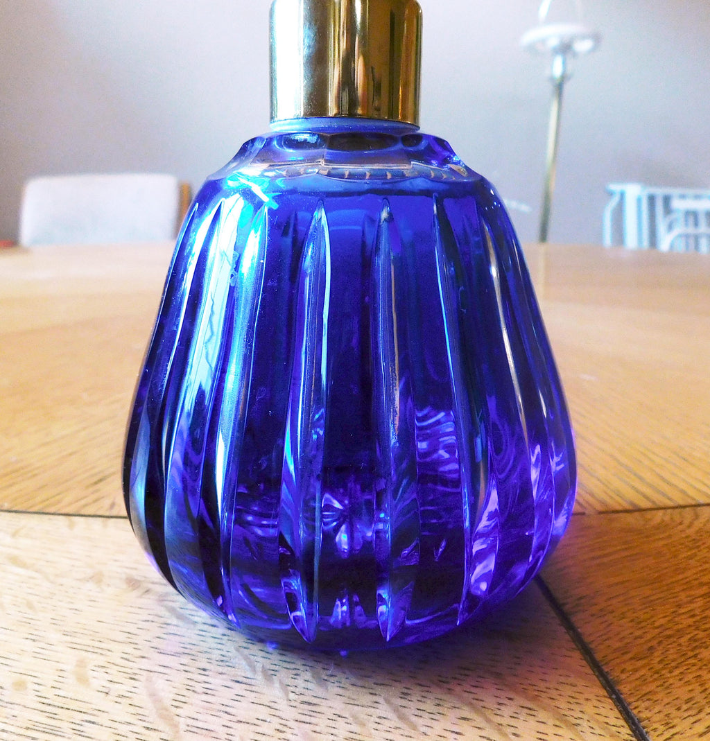 Blue Cut to Clear Caesar Crystal Perfume Bottle-Needs Atomizer# 6031
