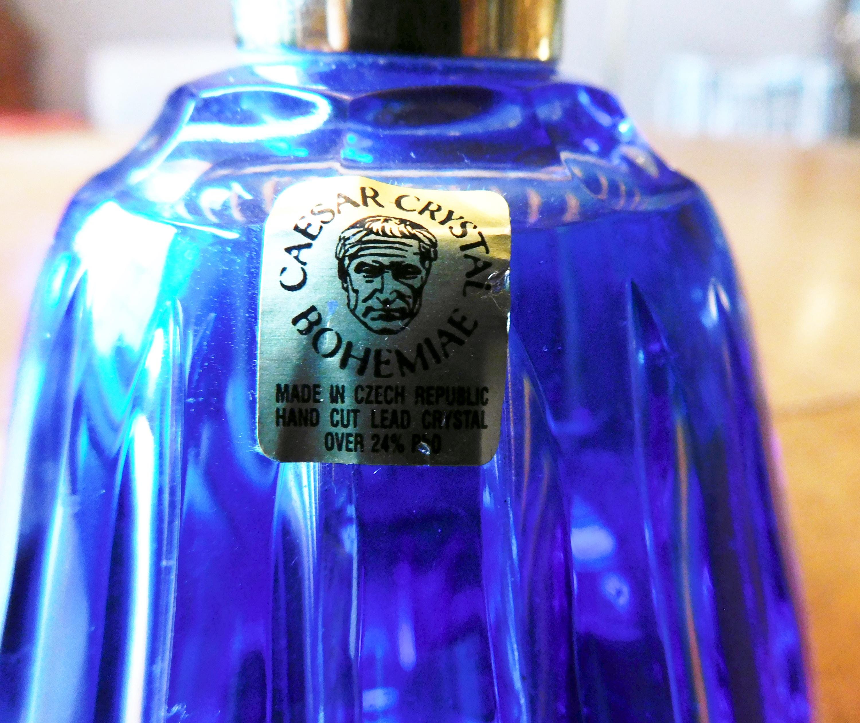 Blue Cut to Clear Caesar Crystal Perfume Bottle-Needs Atomizer# 6031