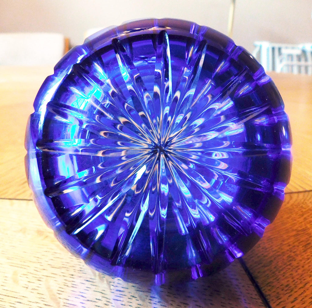 Blue Cut to Clear Caesar Crystal Perfume Bottle-Needs Atomizer# 6031