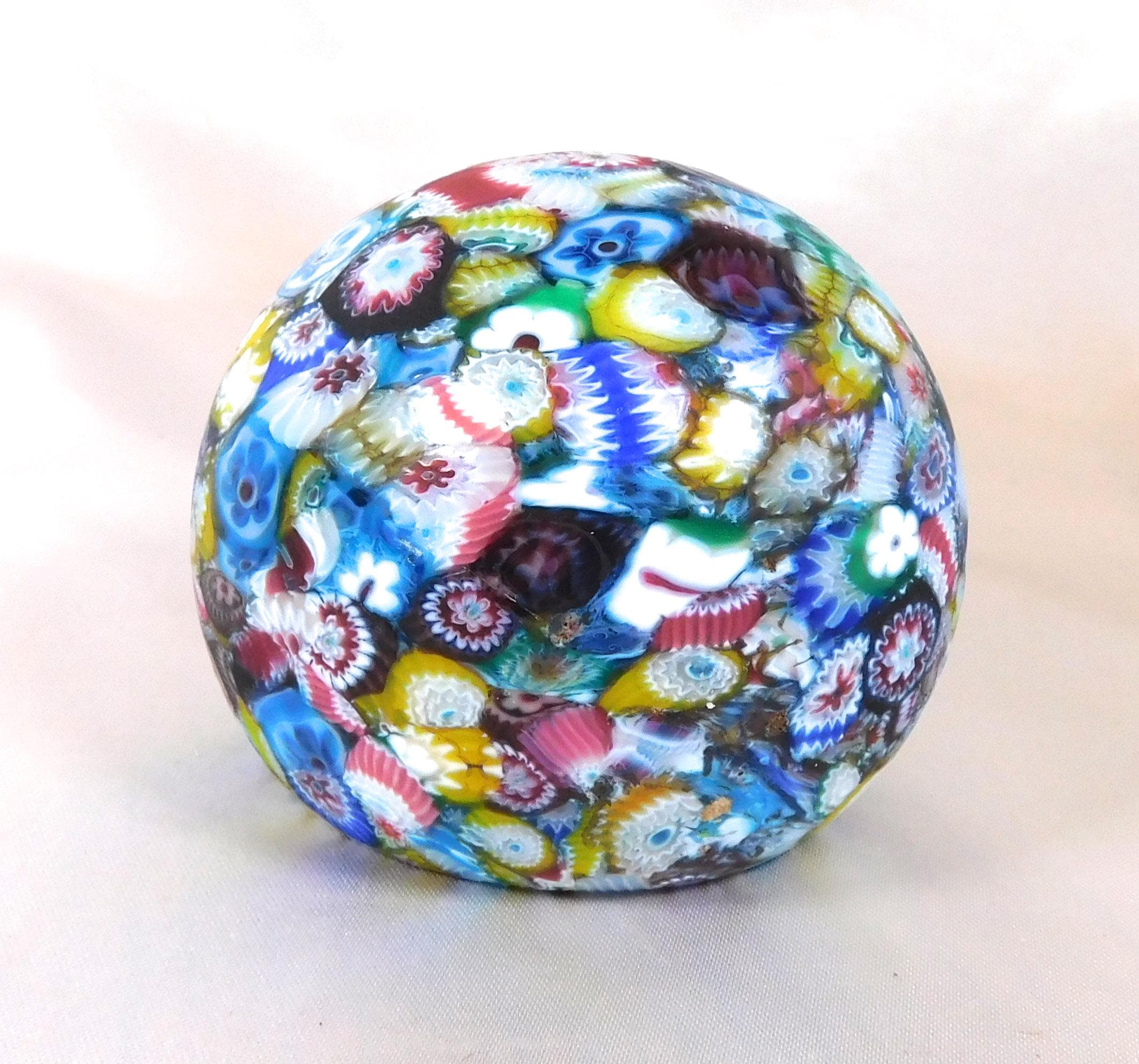 Busy Multicolor Satin Matte Finish Millifiori Paperweight # 25810