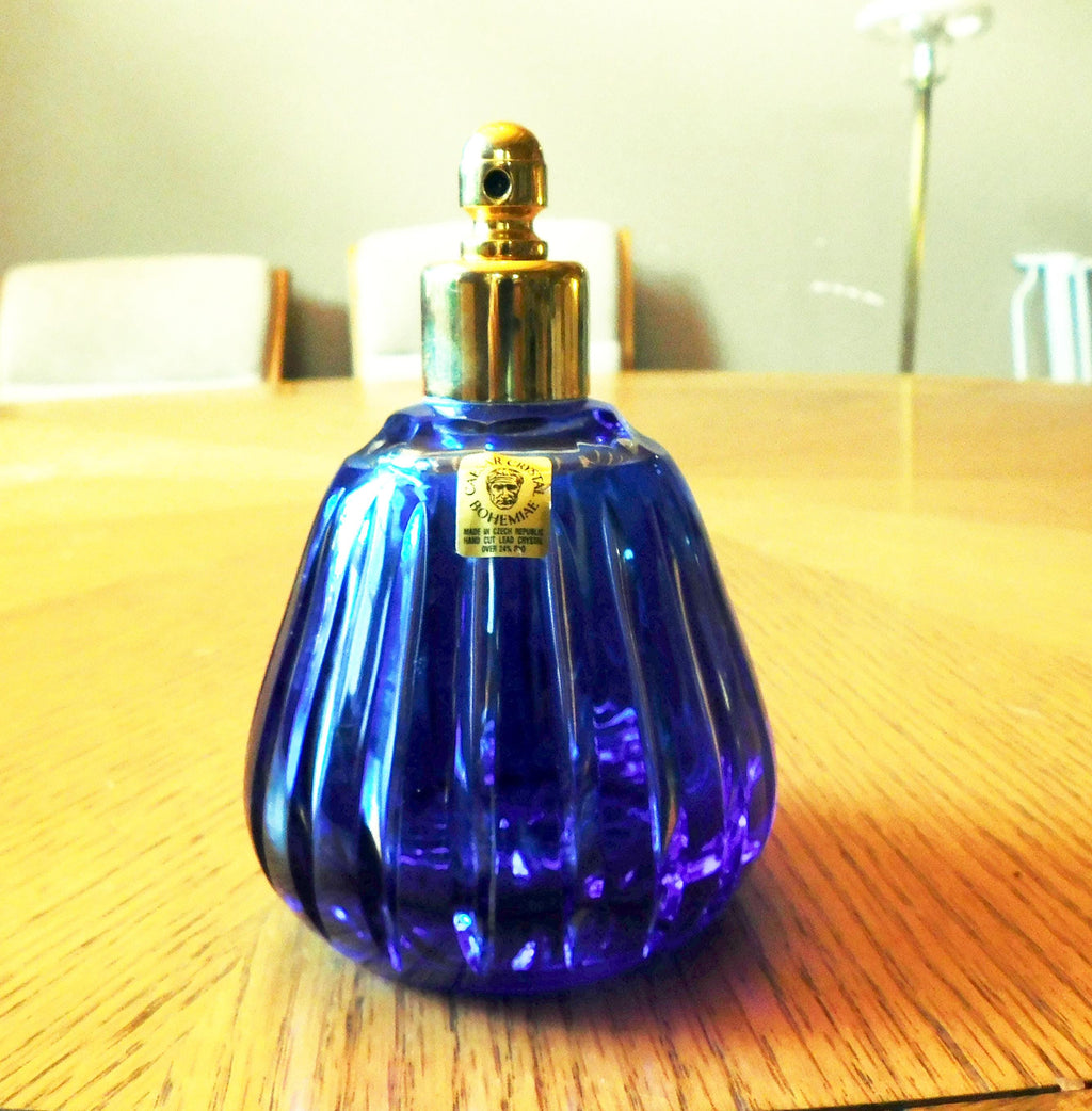 Blue Cut to Clear Caesar Crystal Perfume Bottle-Needs Atomizer# 6031