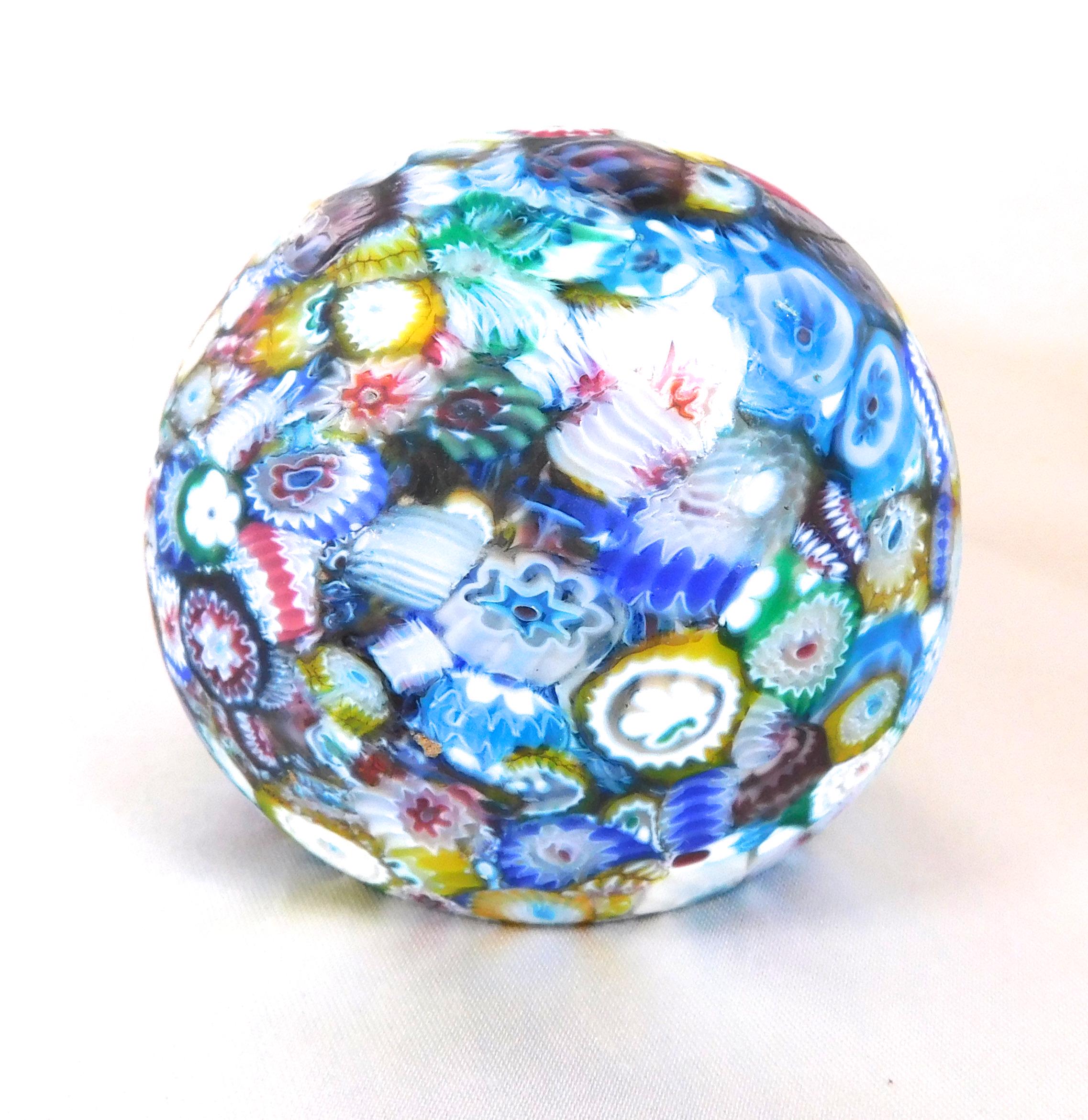 Busy Multicolor Satin Matte Finish Millifiori Paperweight # 25810