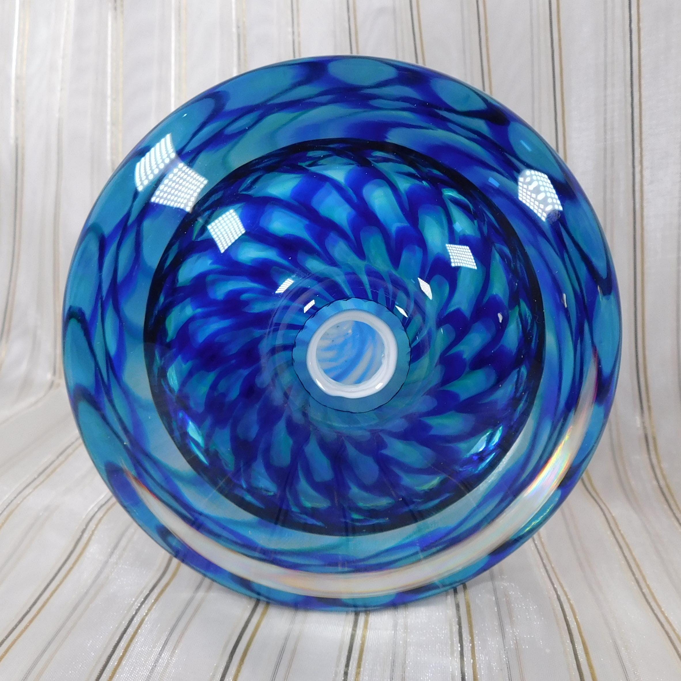 Blue on Blue Footed Art Glass Perfume Bottle # 26441