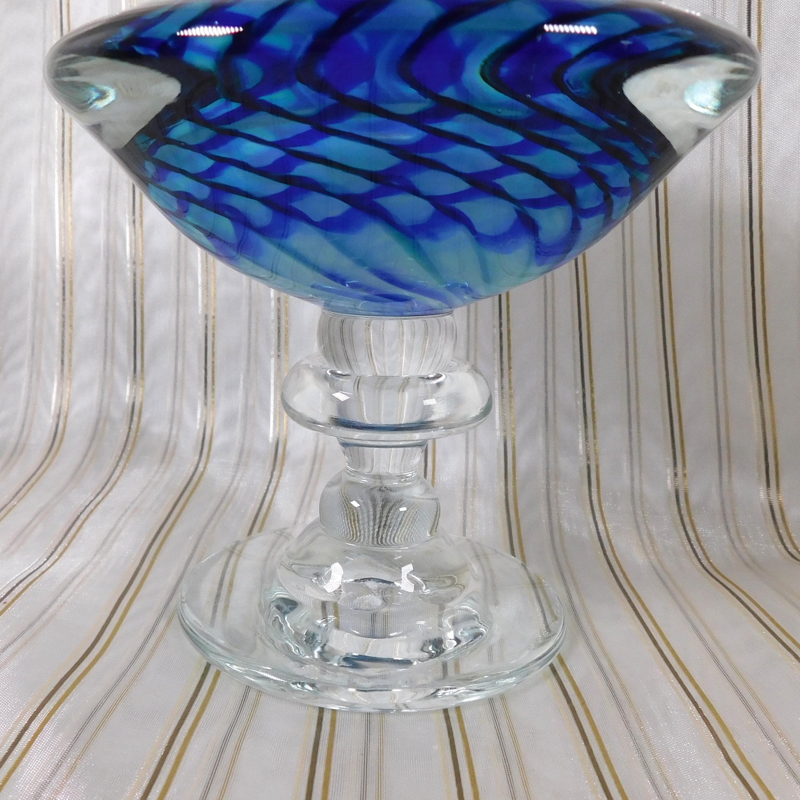 Blue on Blue Footed Art Glass Perfume Bottle # 26441