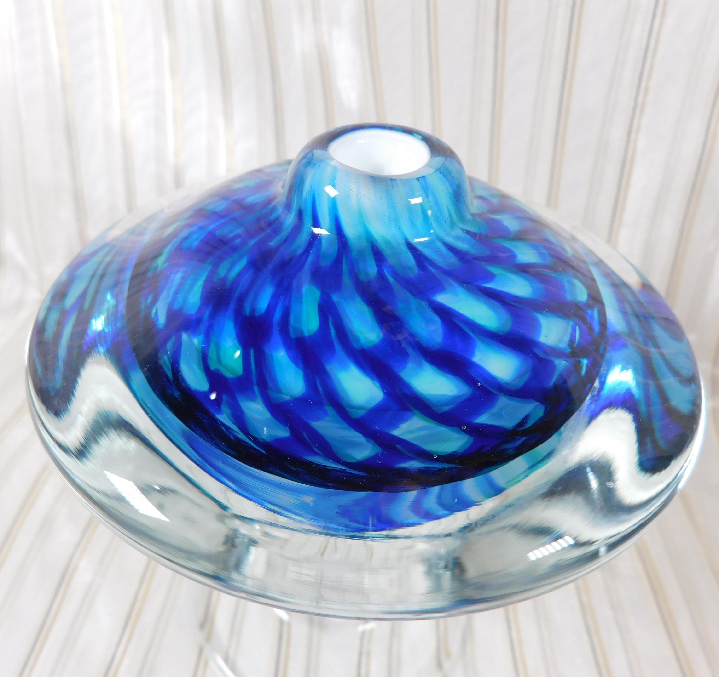Blue on Blue Footed Art Glass Perfume Bottle # 26441