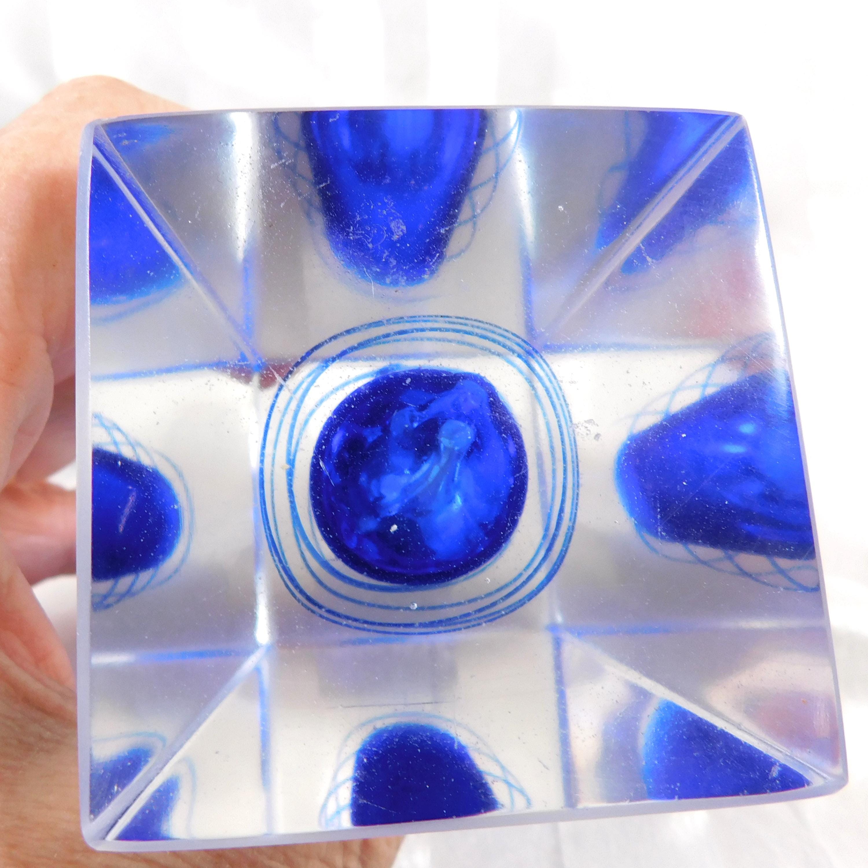 Blue Art Glass Perfume Bottle with Blue Swirl and Matching Stopper # 26417