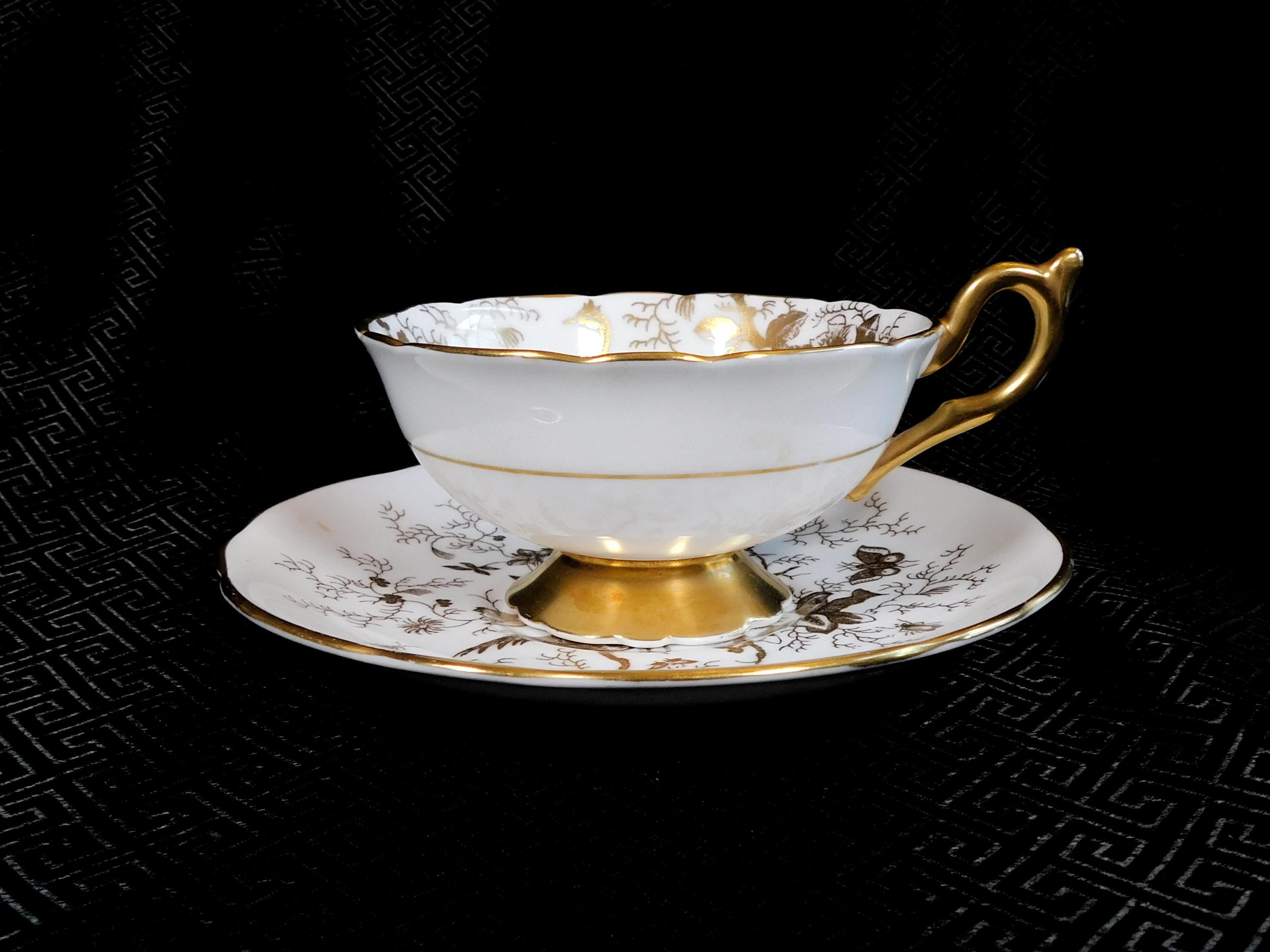 Coalport Teacup in Cario Gold on White # 24113