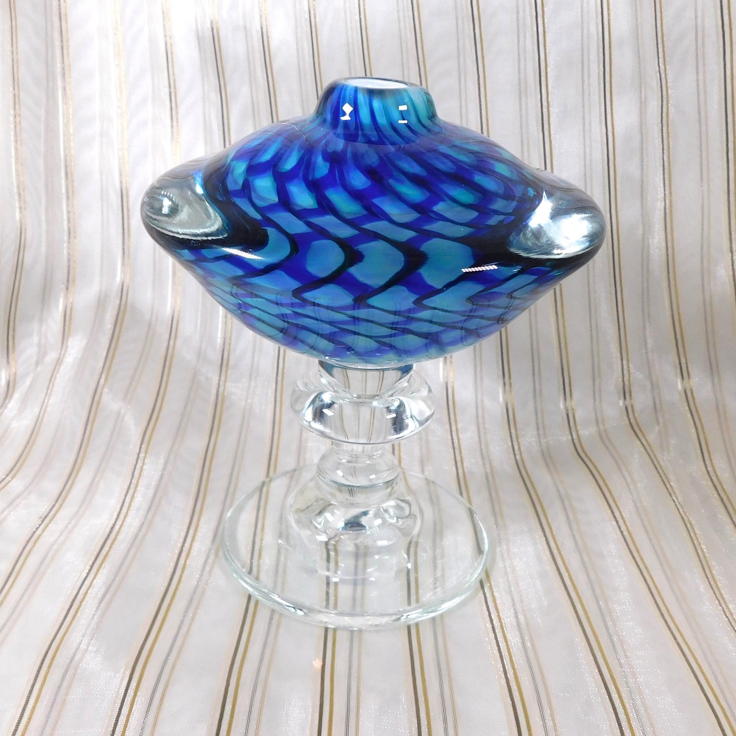Blue on Blue Footed Art Glass Perfume Bottle # 26441