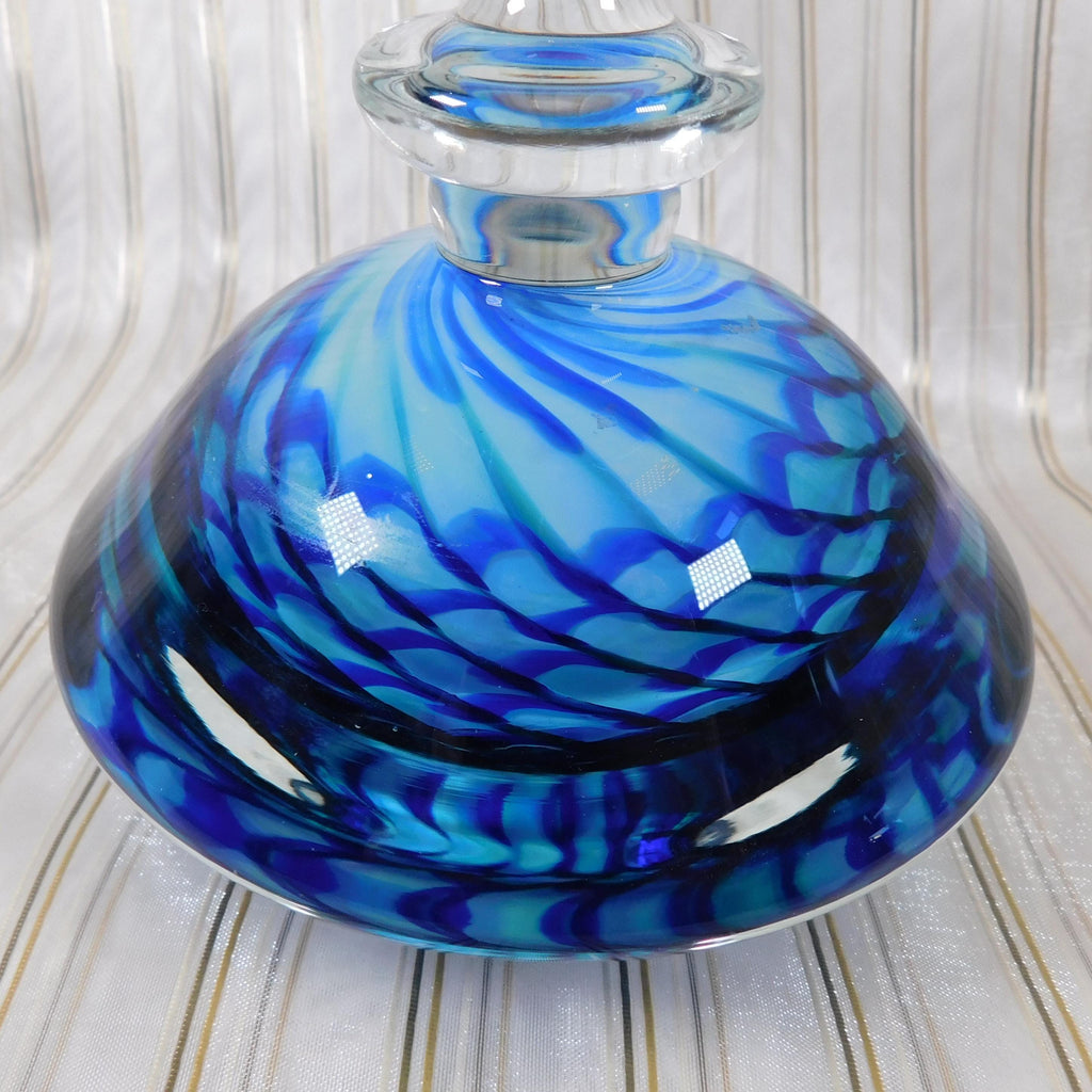 Blue on Blue Footed Art Glass Perfume Bottle # 26441