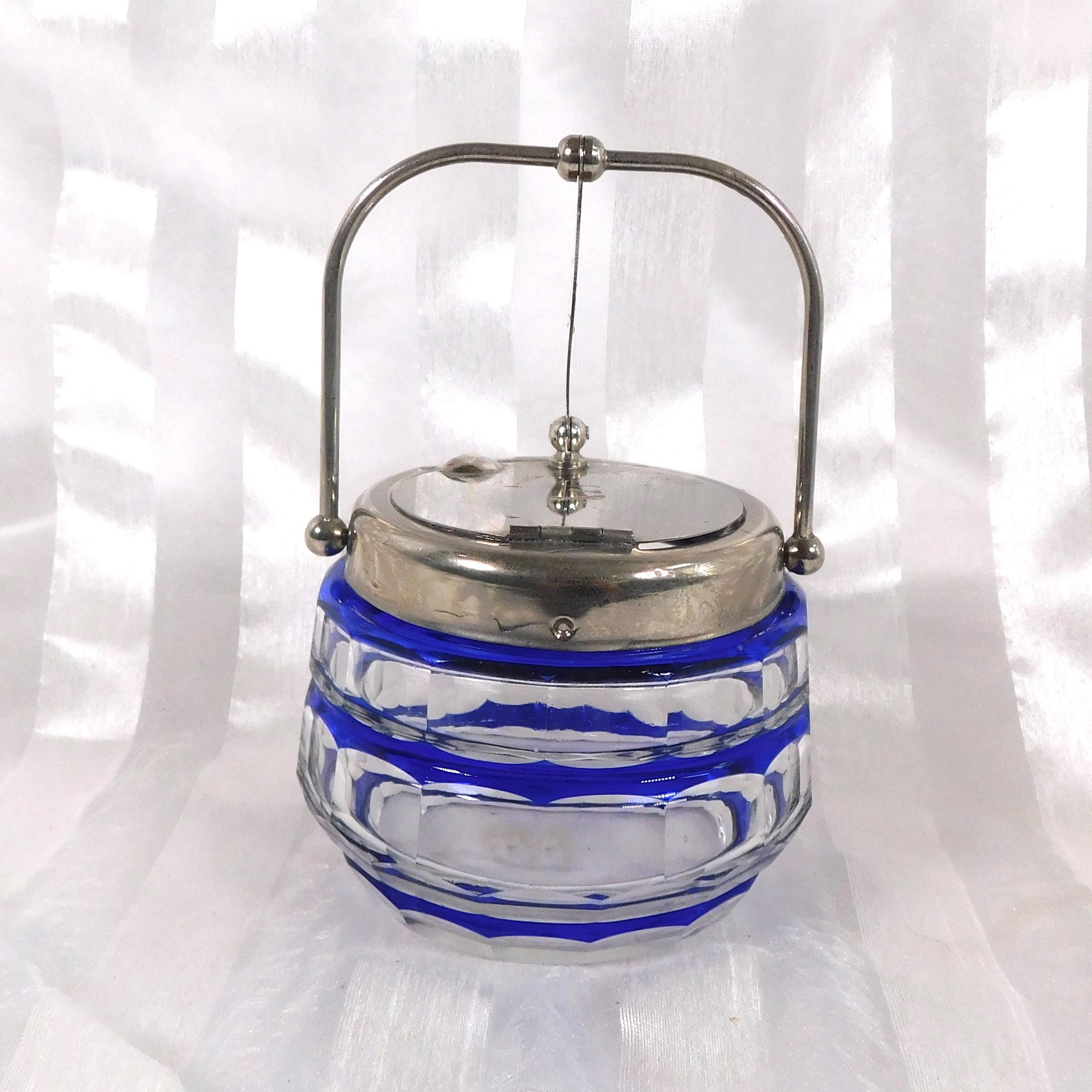 Blue Cut to Clear Honey Pot with Metal Lid # 26459