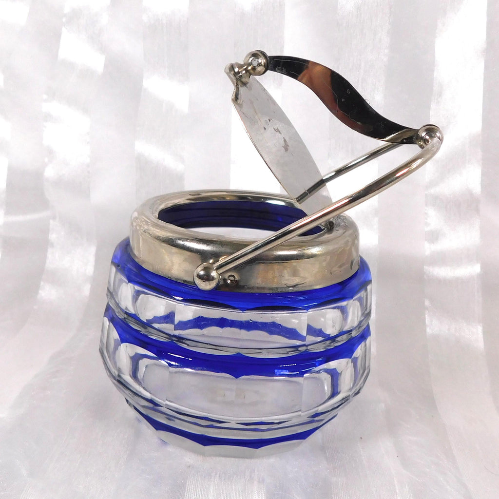 Blue Cut to Clear Honey Pot with Metal Lid # 26459