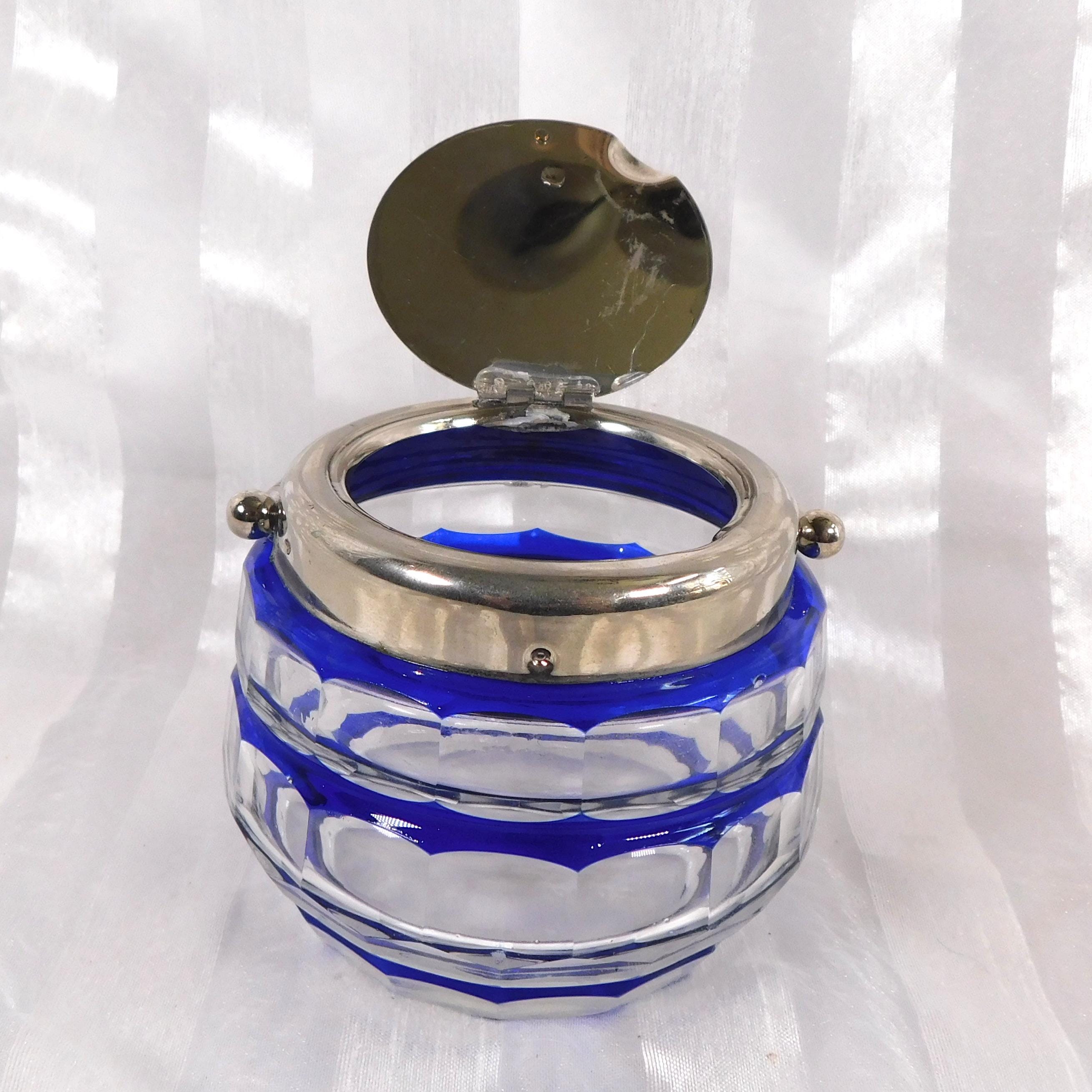 Blue Cut to Clear Honey Pot with Metal Lid # 26459