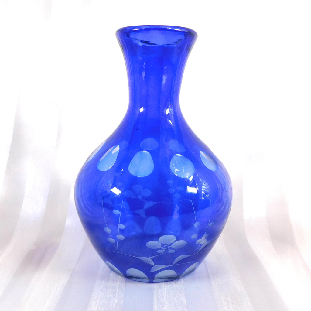 Blue Cut to Clear Vase # 26031