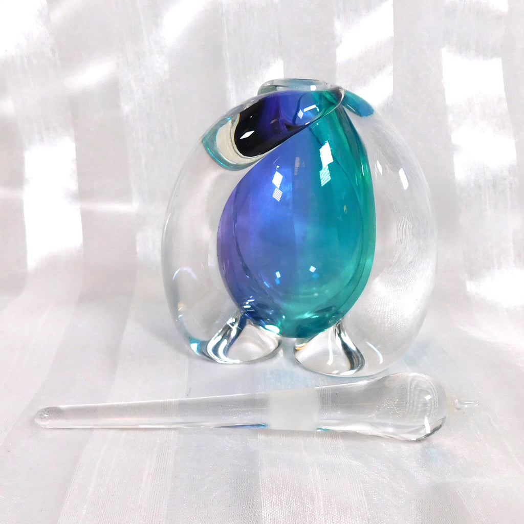 Buzz Blogdett Blue and Teal Art Glass Perfume Bottle # 26555