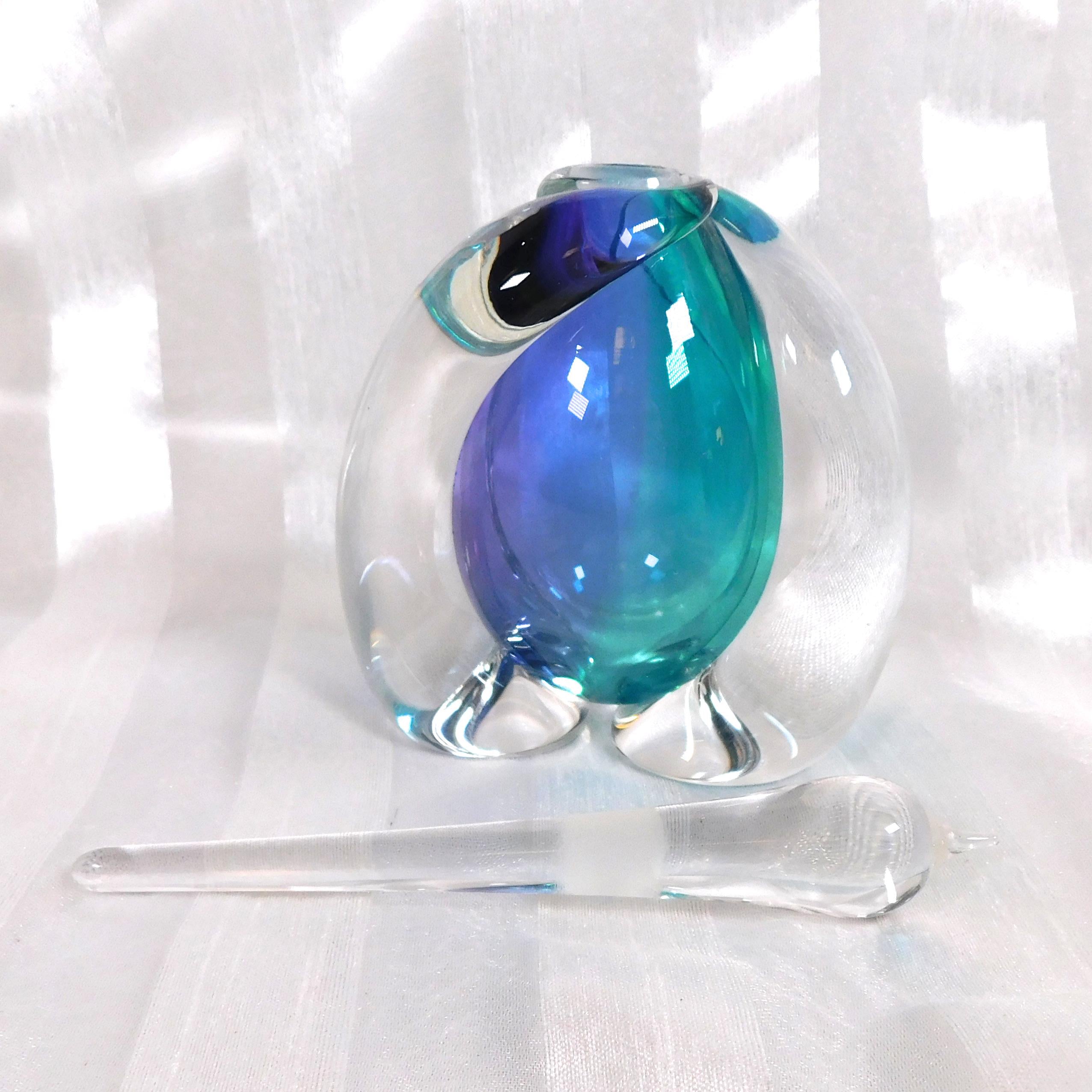 Buzz Blogdett Blue and Teal Art Glass Perfume Bottle # 26555
