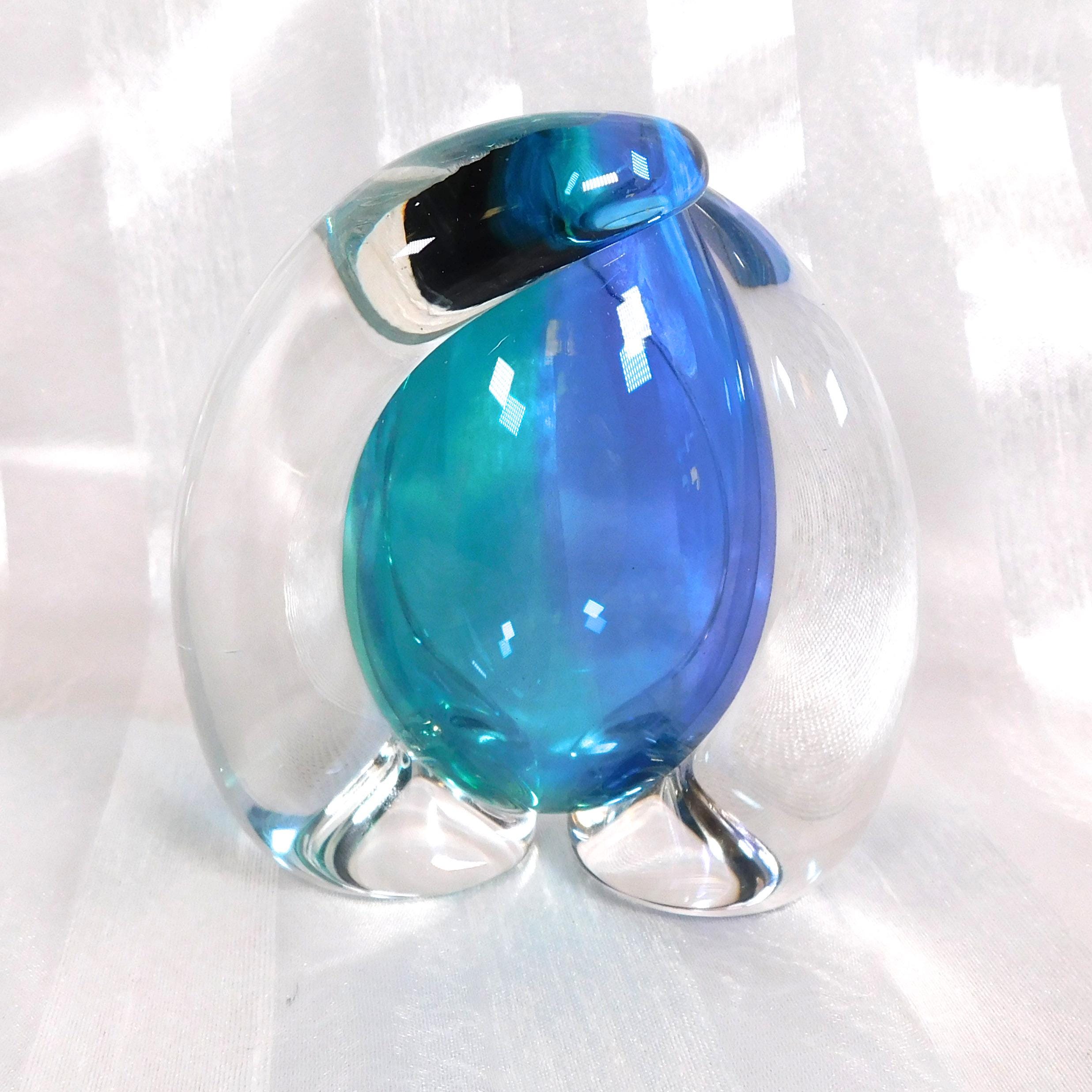 Buzz Blogdett Blue and Teal Art Glass Perfume Bottle # 26555