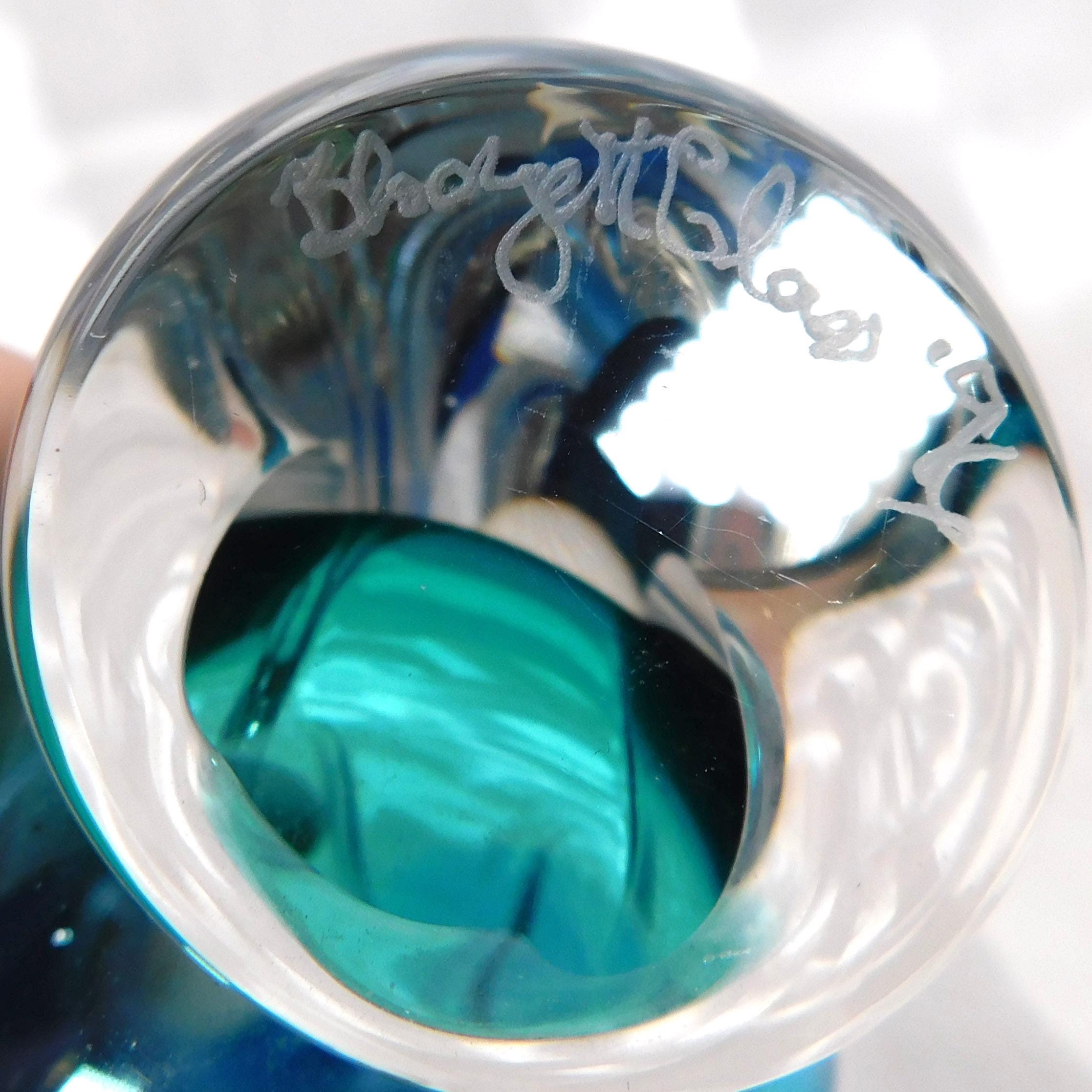 Buzz Blogdett Blue and Teal Art Glass Perfume Bottle # 26555