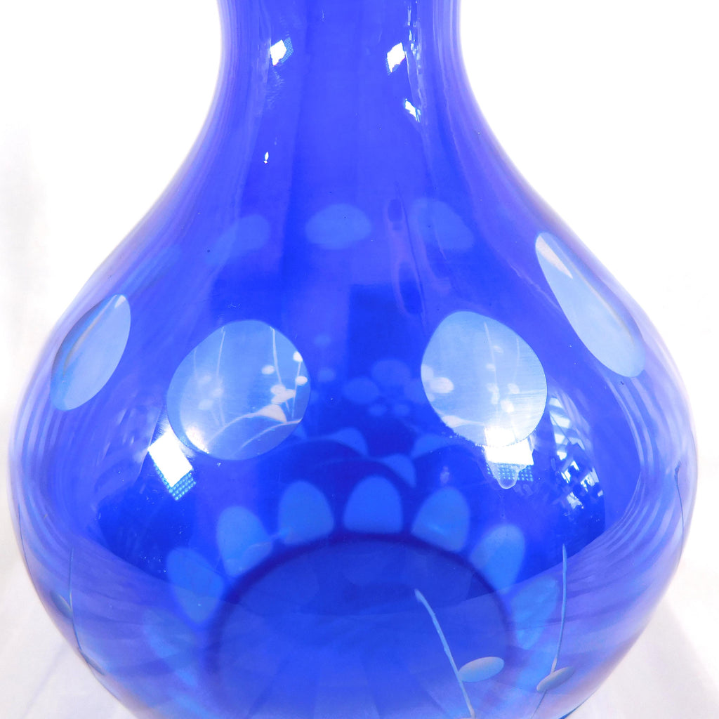 Blue Cut to Clear Vase # 26031