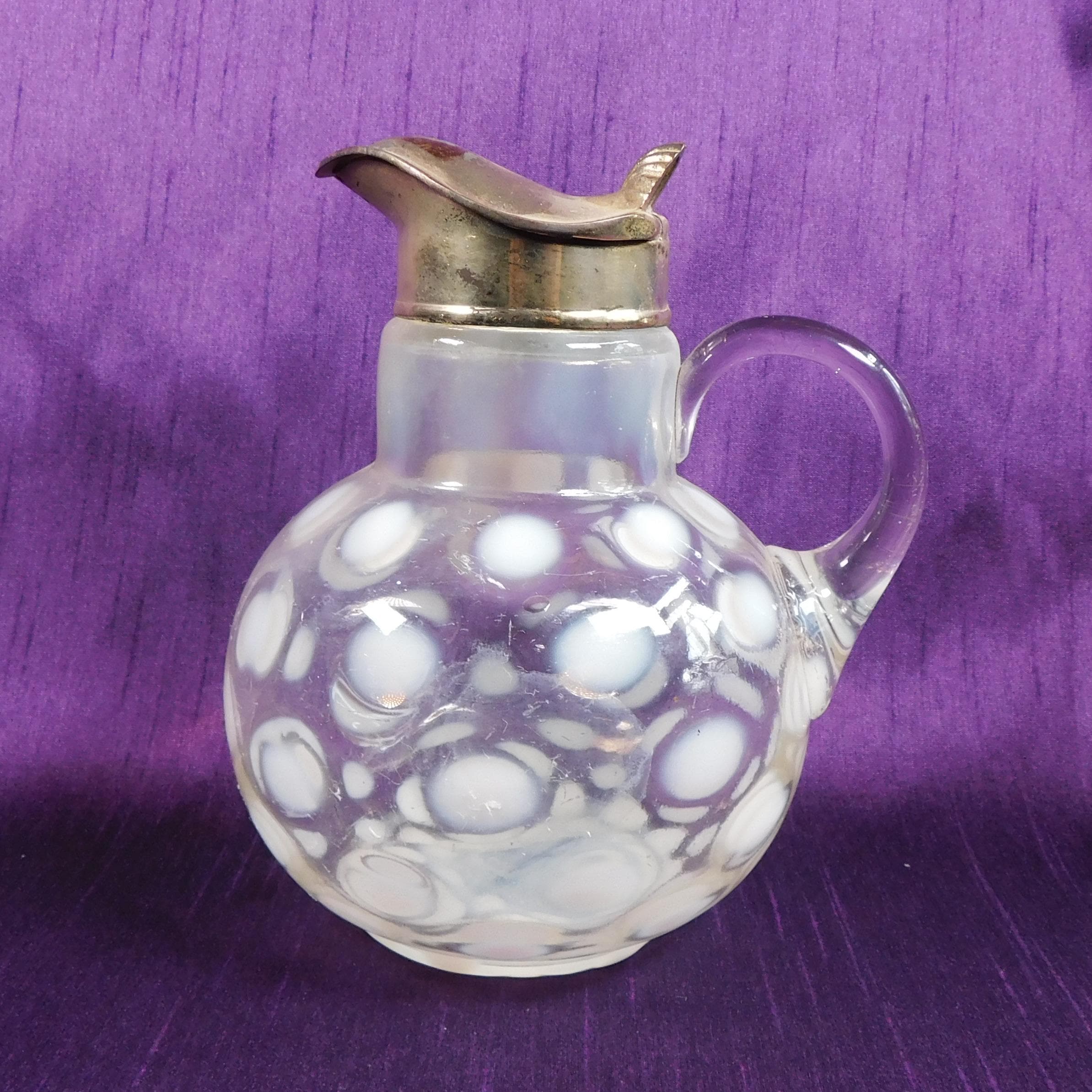Clear Glass Syrup Pitcher with White Dots # 26628