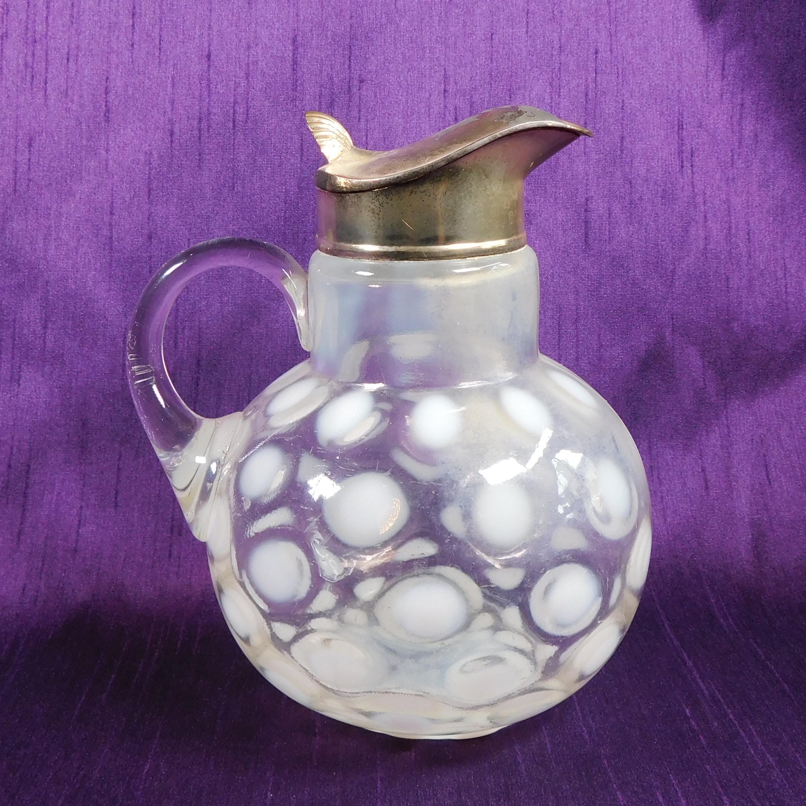 Clear Glass Syrup Pitcher with White Dots # 26628