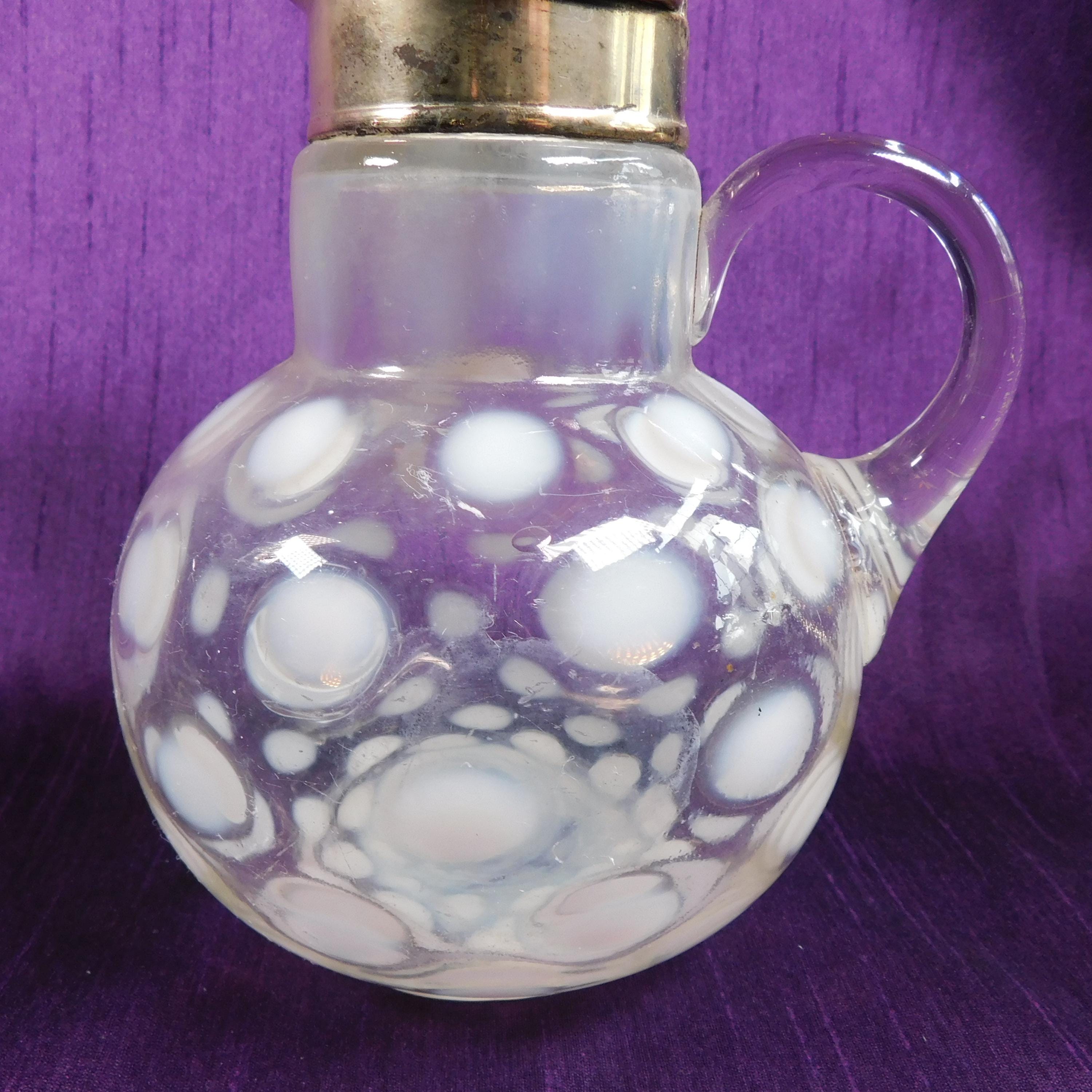 Clear Glass Syrup Pitcher with White Dots # 26628