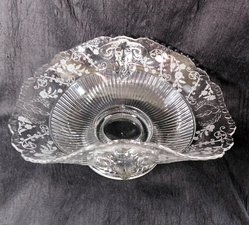 Cambridge Rams Head Serving Bowl with Etched Flowers # 26343