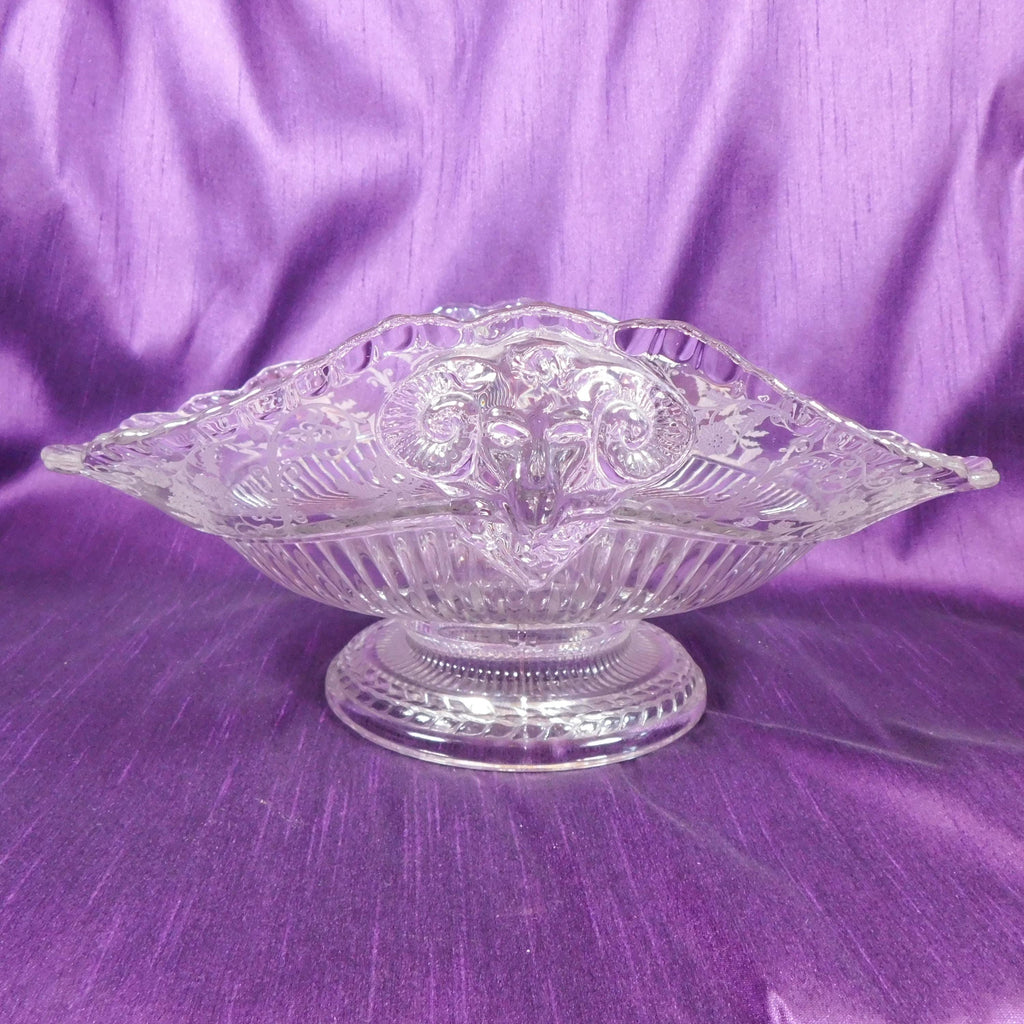 Cambridge Rams Head Serving Bowl with Etched Flowers # 26343
