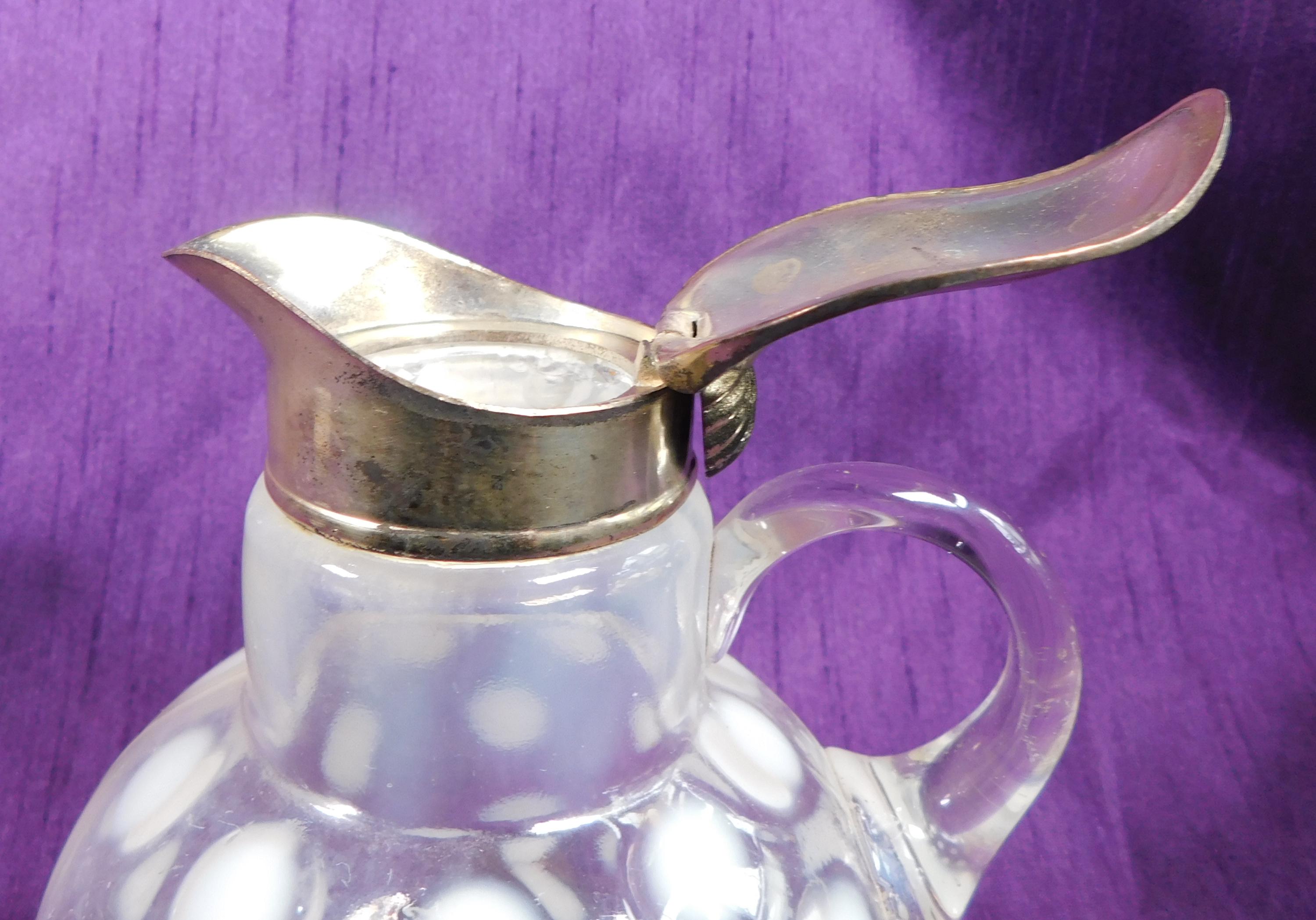 Clear Glass Syrup Pitcher with White Dots # 26628