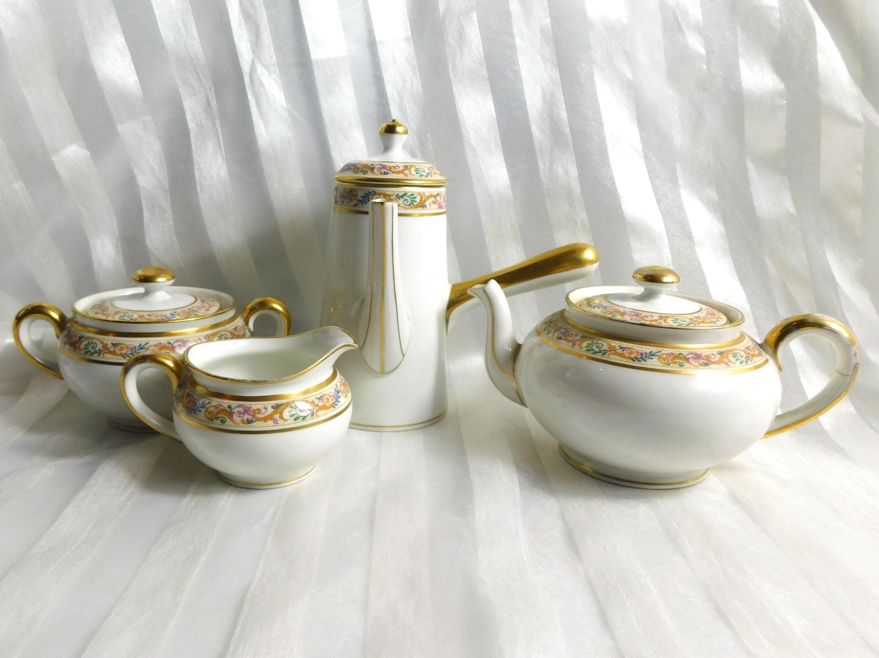 Bernardaud Limoges Chocolate Pot, Teapot and Sugar & Creamer Set