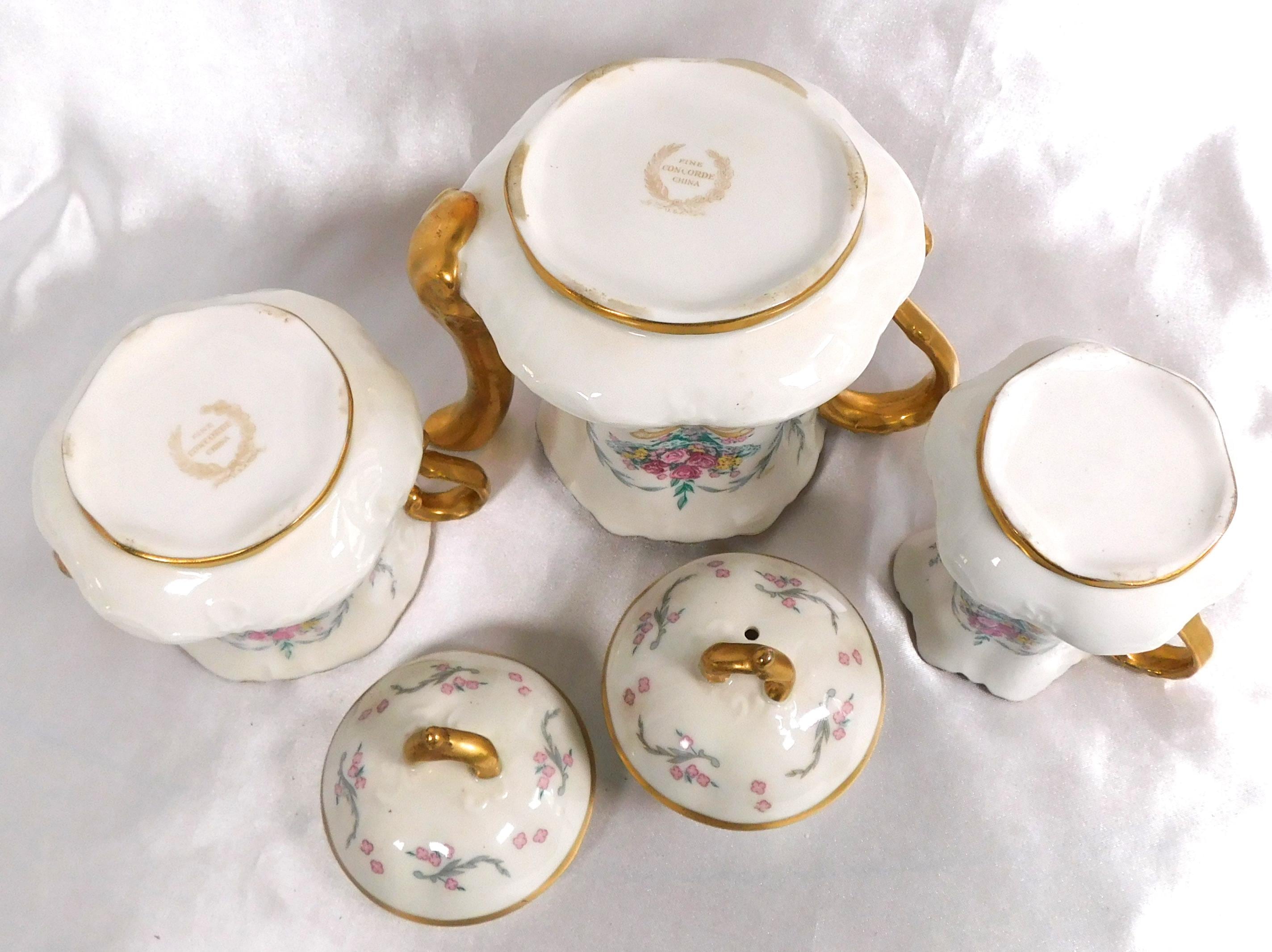 Concorde China Teapot, Sugar Bowl and Creamer  in CCD16