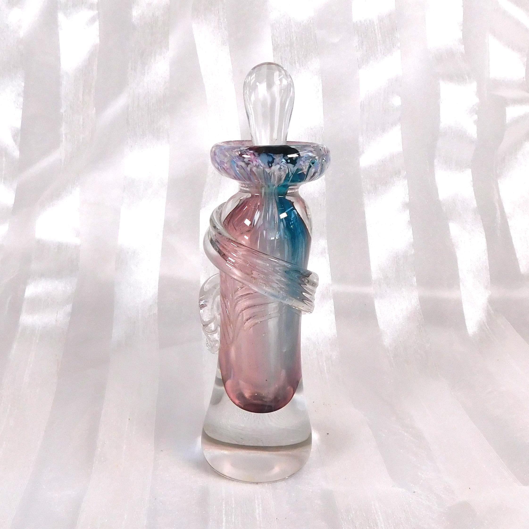 Blue and Pink Art Glass Perfume Bottle # 26601