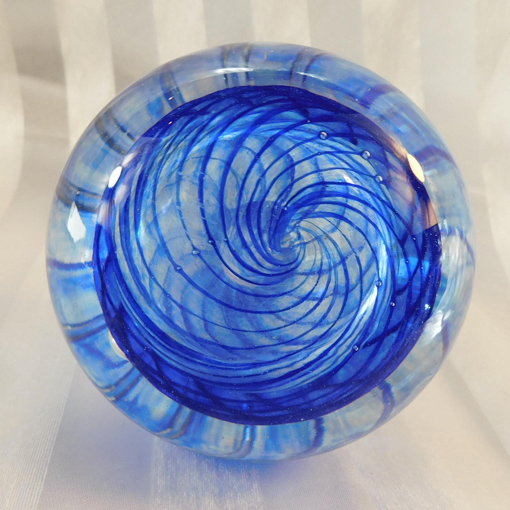Blue Lined Art Glass Perfume Bottle # 26774
