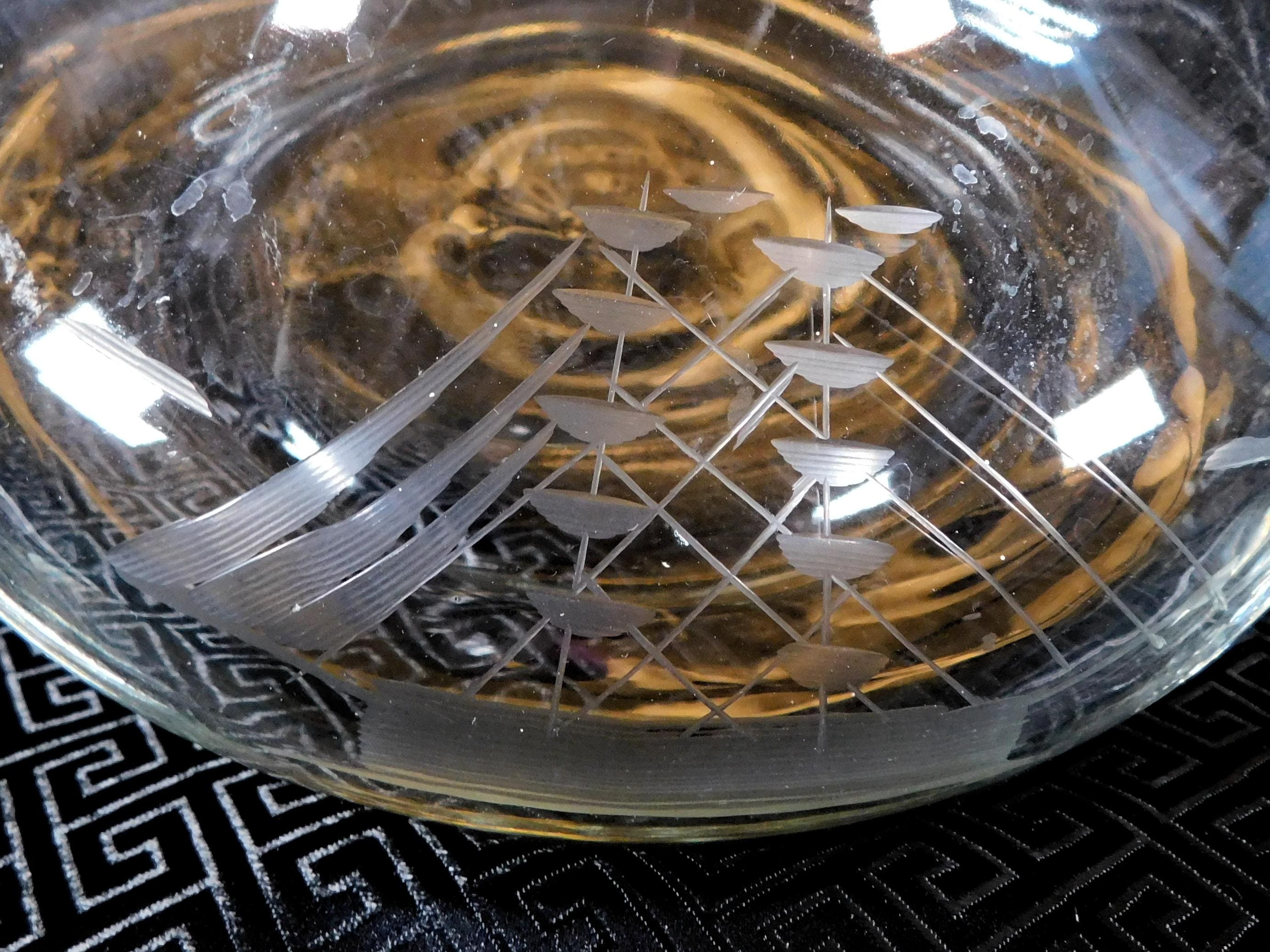 Clear Glass Smallers Ships Decanter with Etched Ship  # 25378