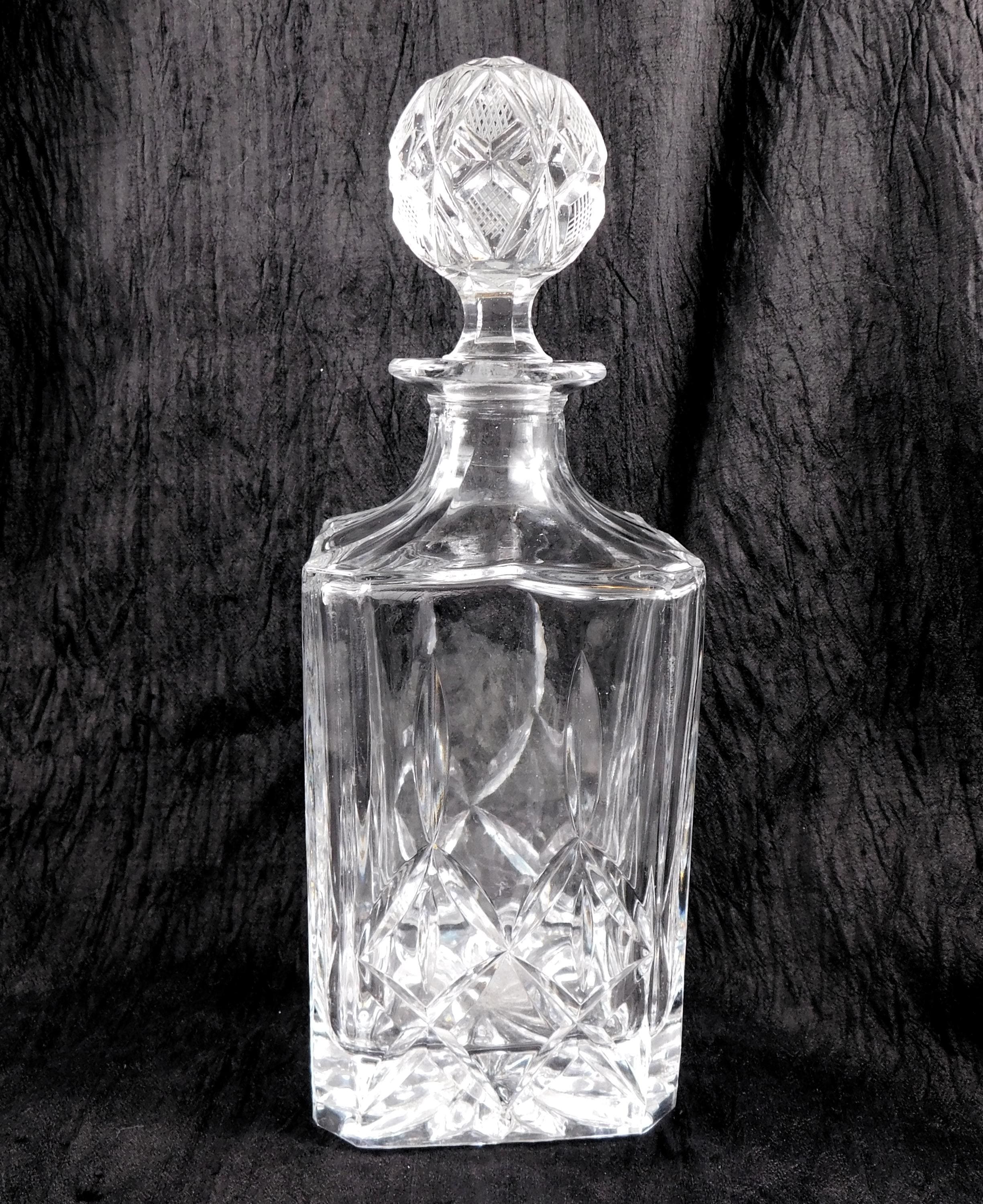 Block Cut Crystal Whiskey Decanter in Olympic # 21844