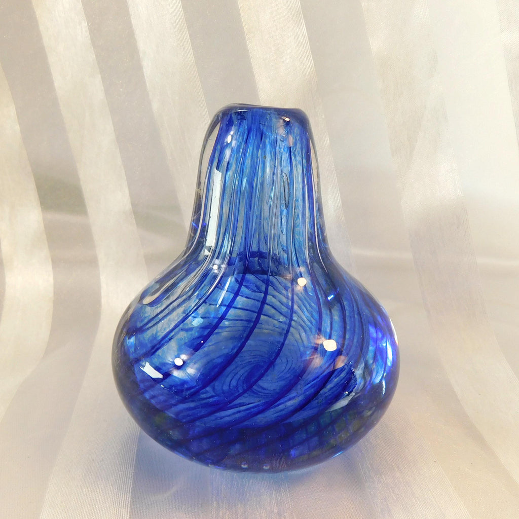 Blue Lined Art Glass Perfume Bottle # 26774