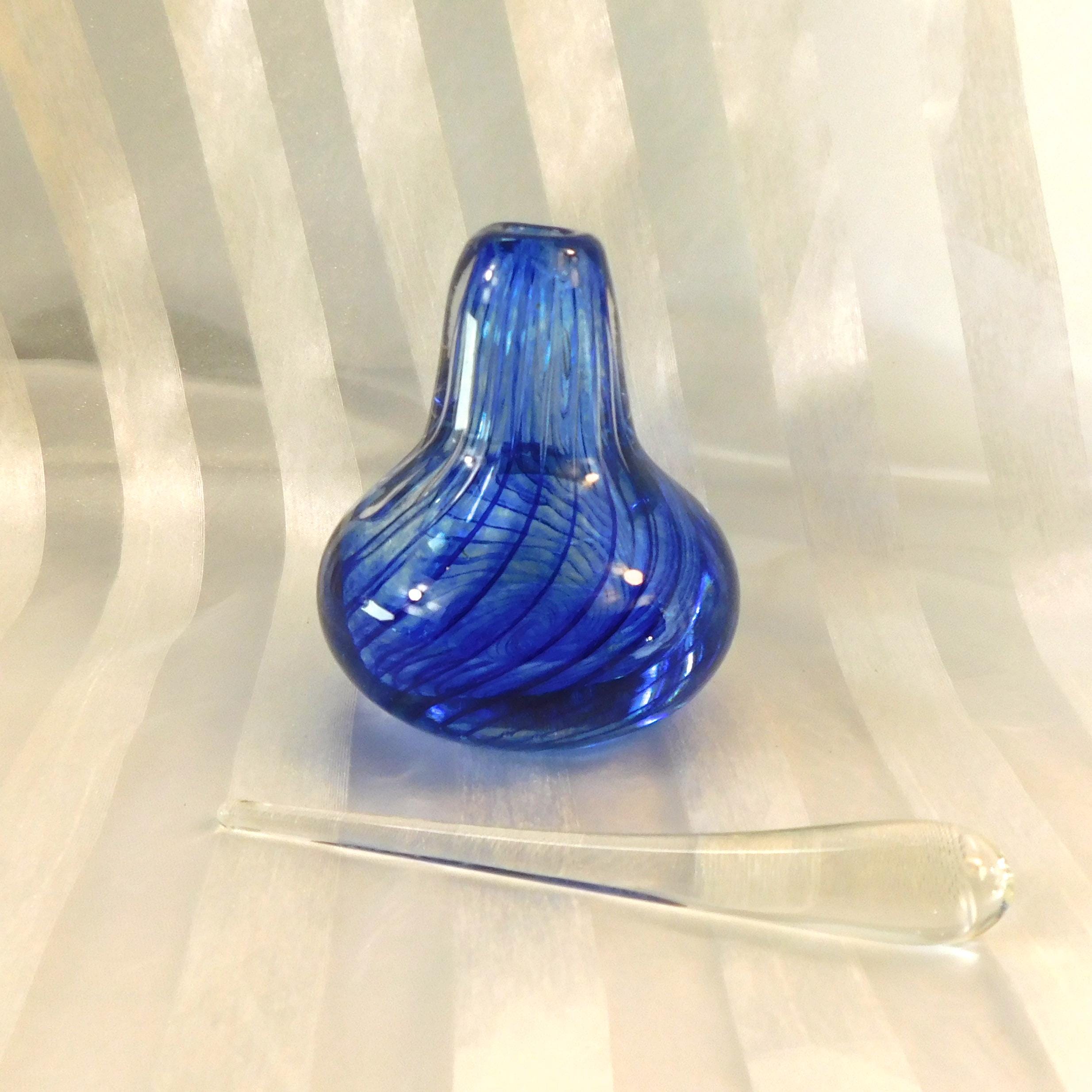 Blue Lined Art Glass Perfume Bottle # 26774