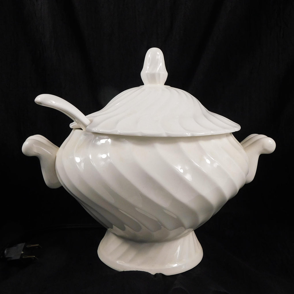 Ambree White Footed Electric Soup Tureen with Lid and Ladle # 26966