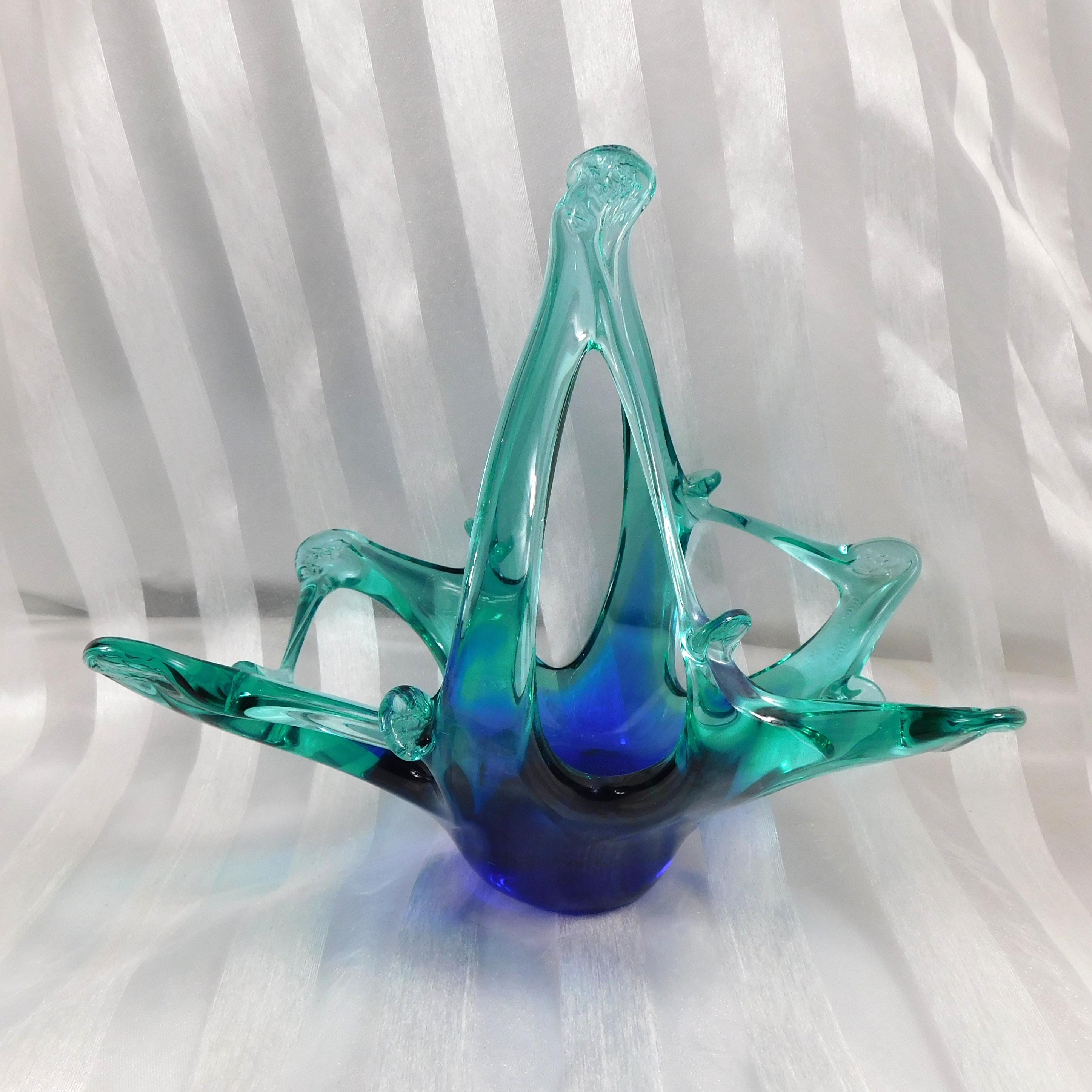 Blue and Teal Blue Art Glas Bowl # 26781