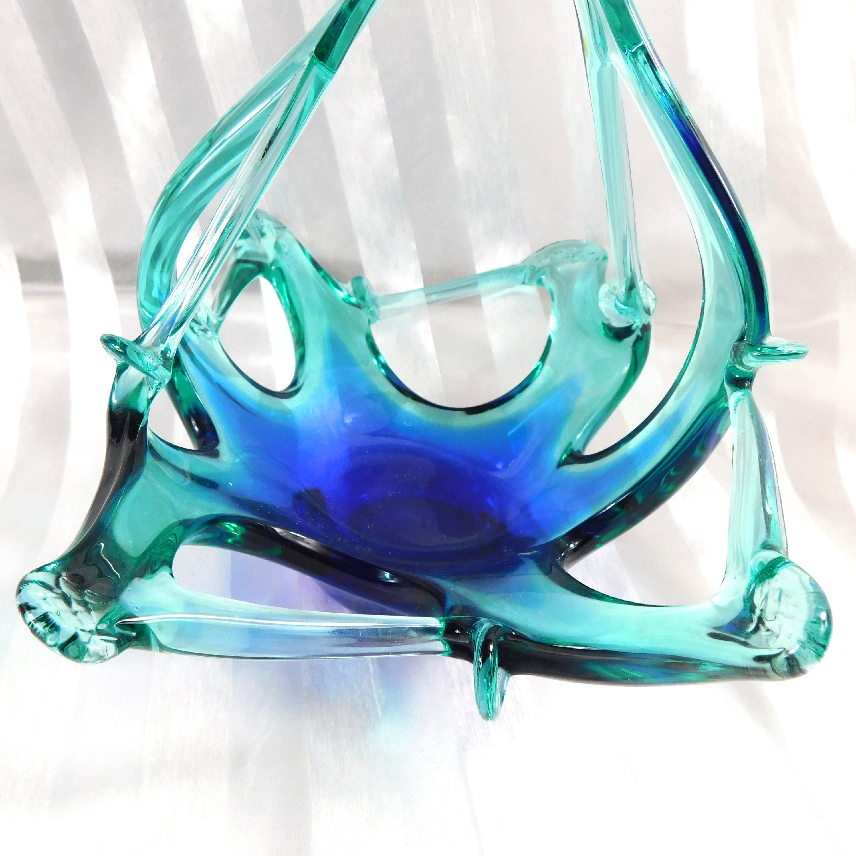 Blue and Teal Blue Art Glas Bowl # 26781