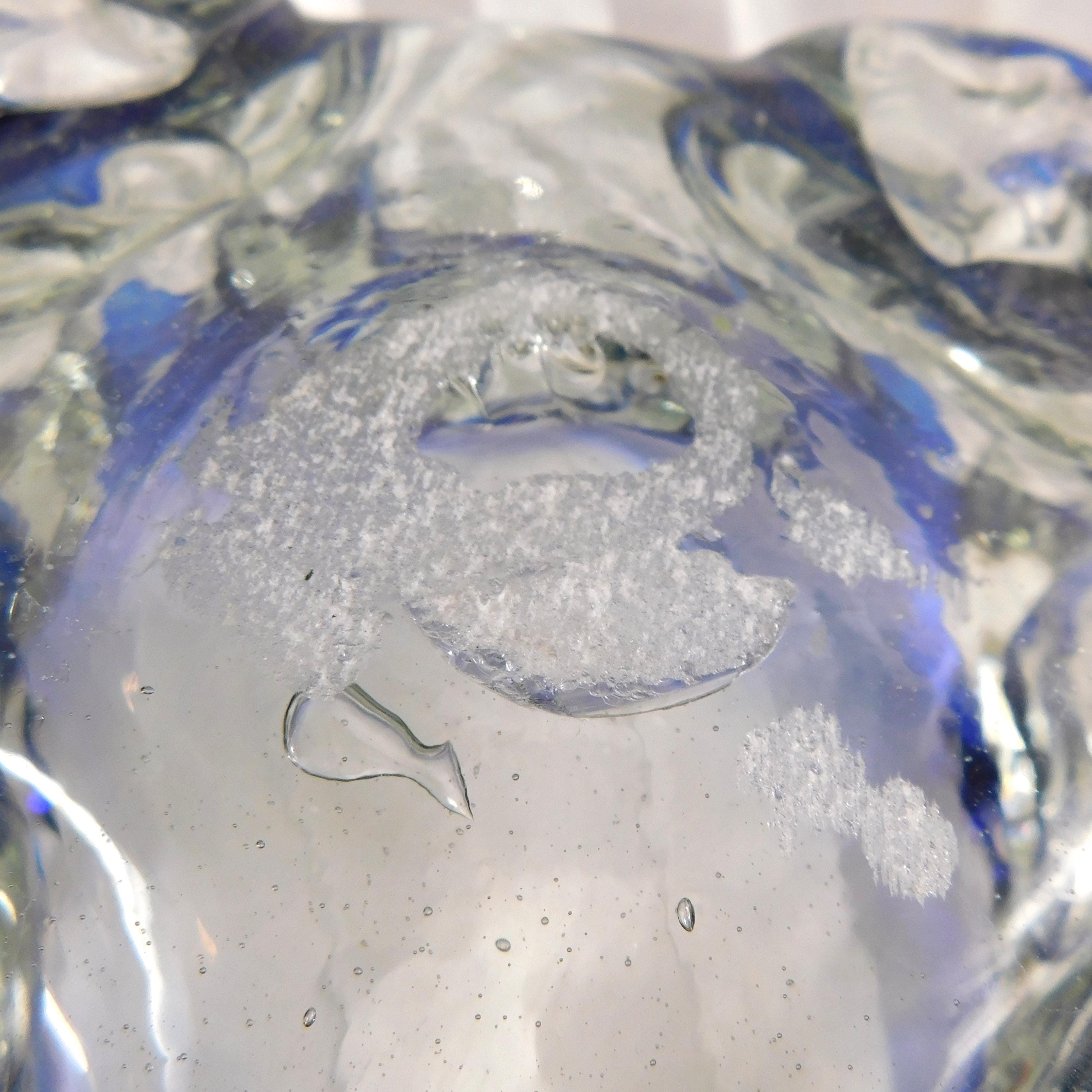 Clear Glass Footed Candy Dish with Folded Blue Rim # 26804